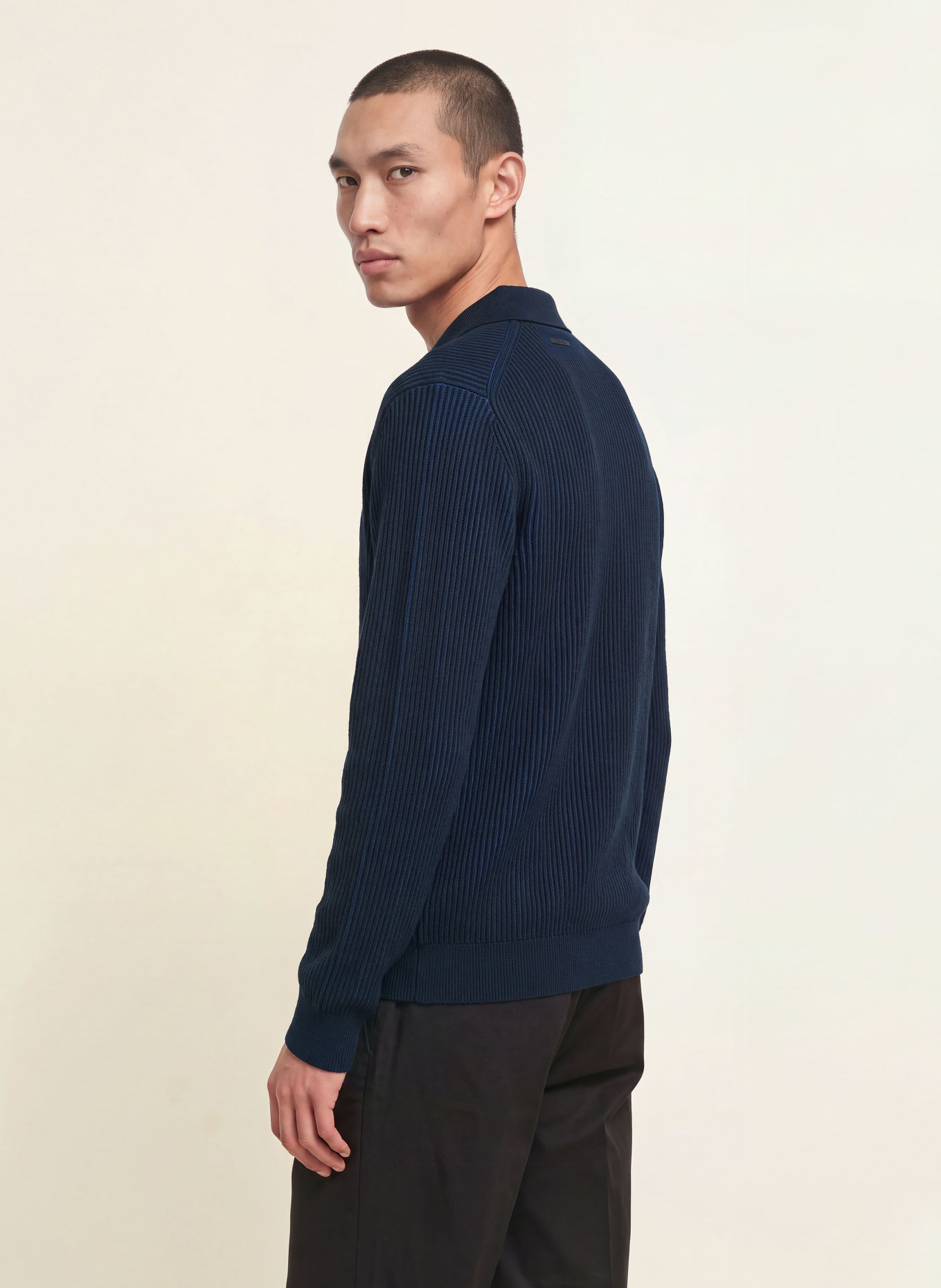 Calvin Klein Knit polo shirt: BLACK / DARK BLUE