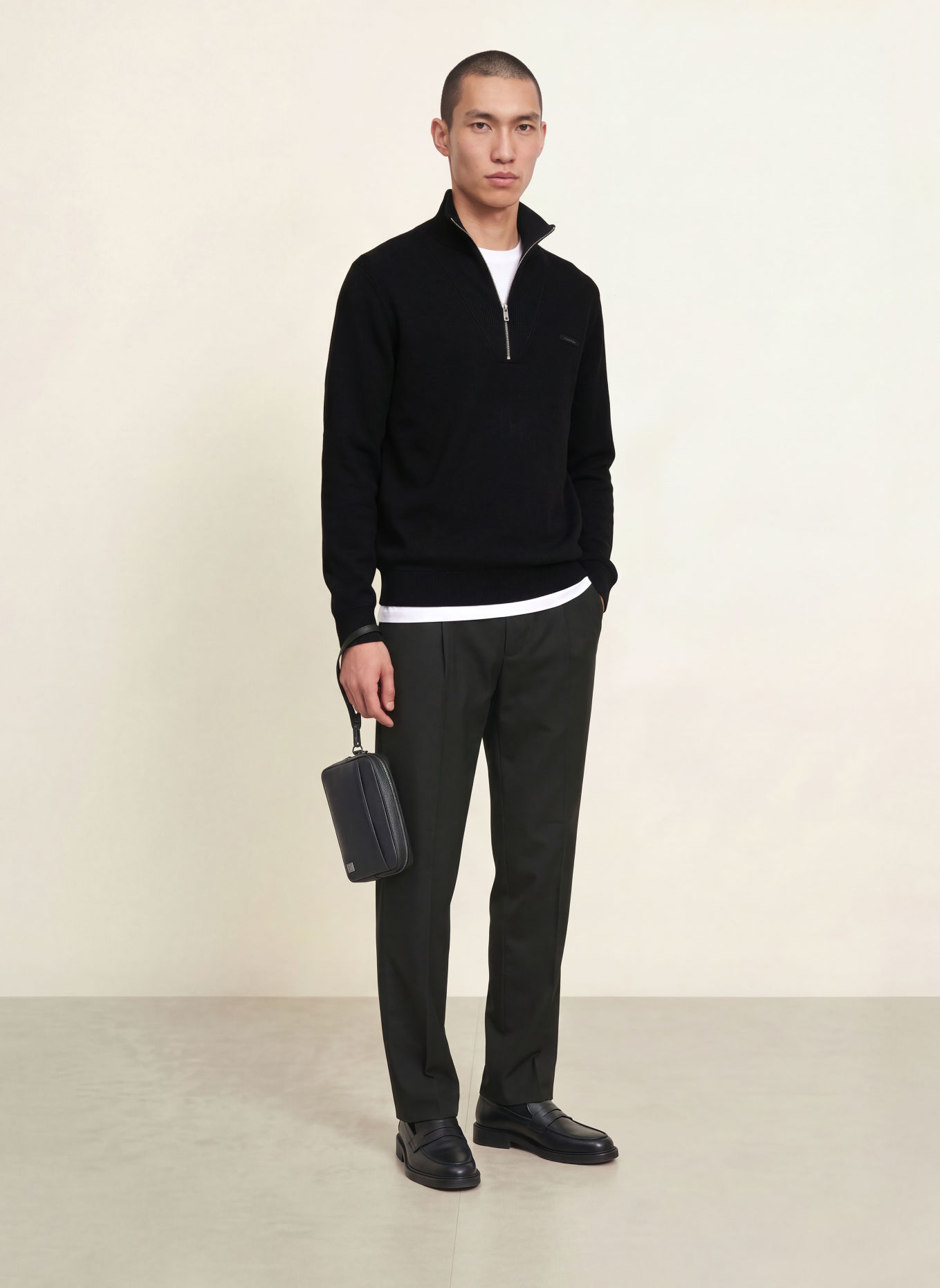 Calvin Klein Half-zip sweater: BLACK