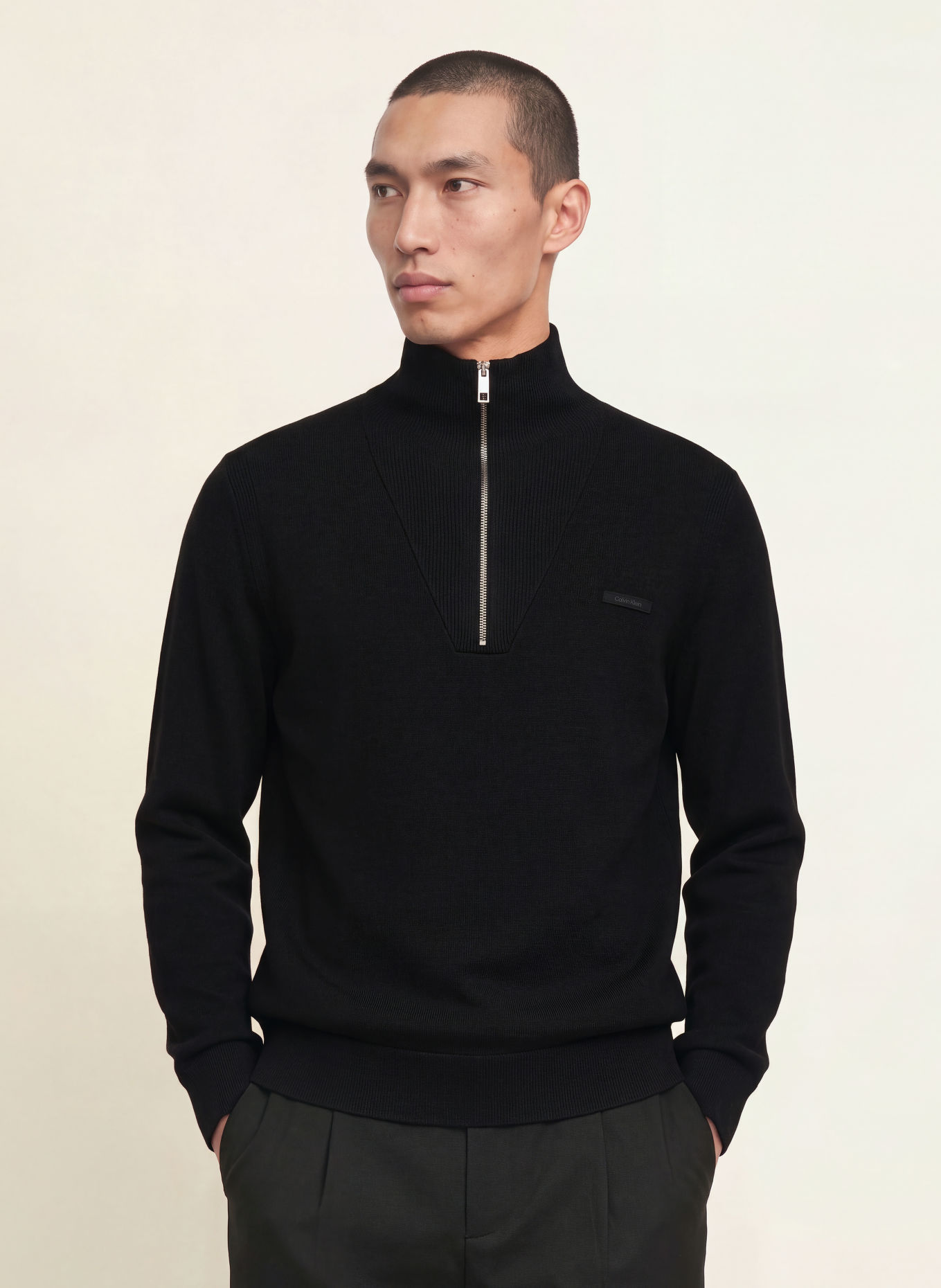 Calvin Klein Half-zip sweater: BLACK