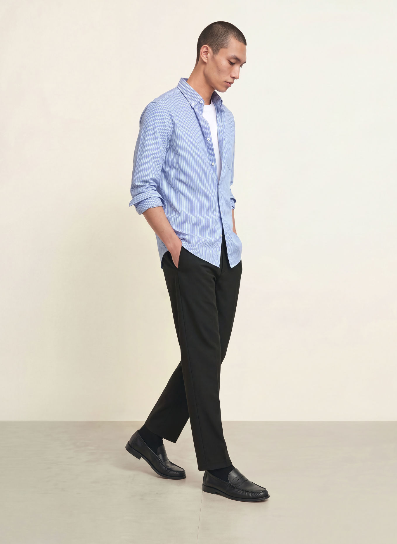 Calvin Klein Slim-Fit Shirt: LIGHT BLUE / DARK BLUE / WHITE
