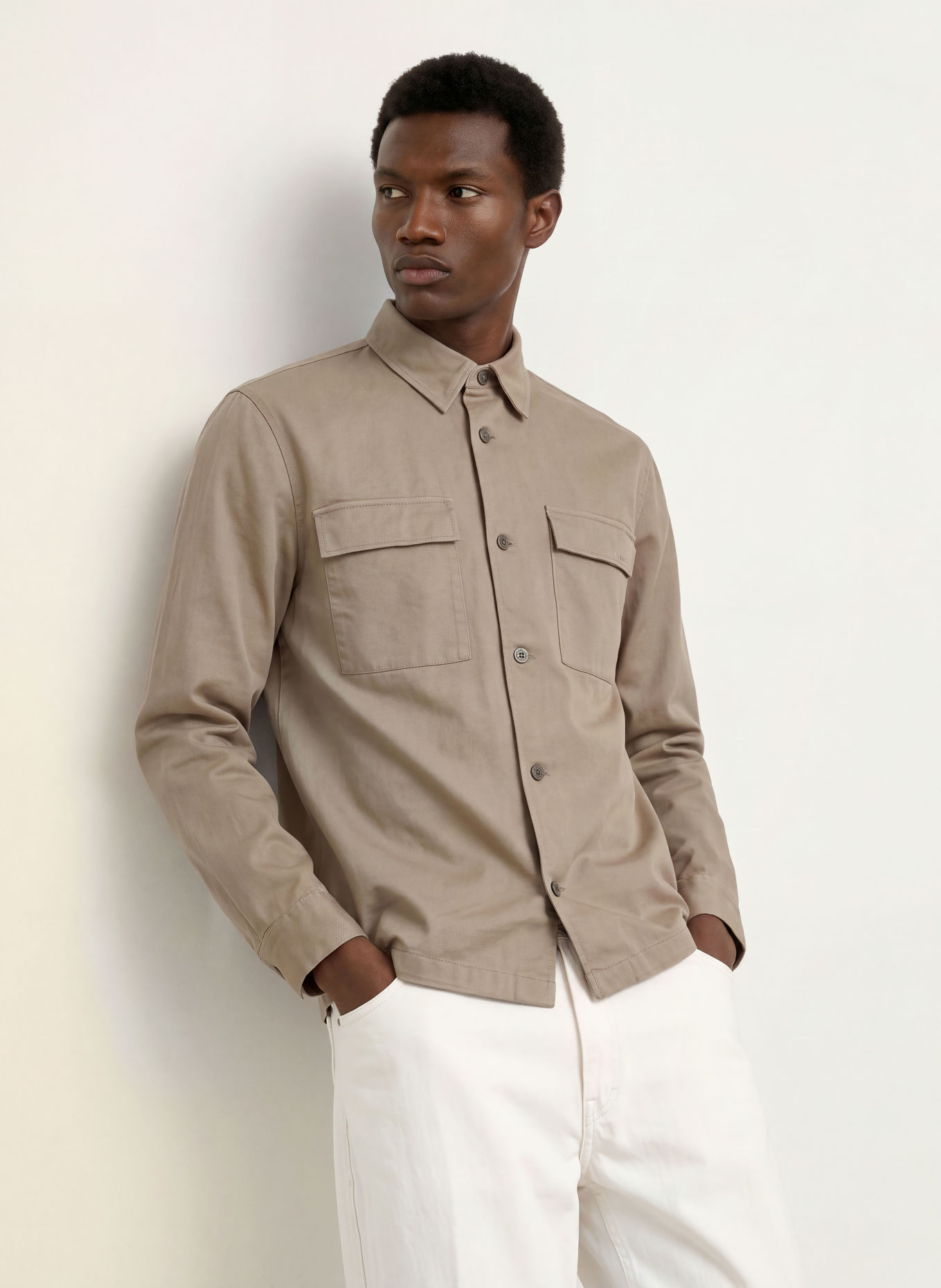 Calvin Klein Overshirt: LIGHT BROWN