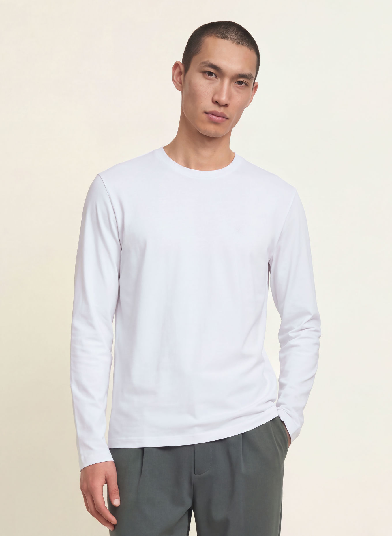 Calvin Klein Koszulka z długim rękawem SUPIMA INTERLOCK: BIAŁY