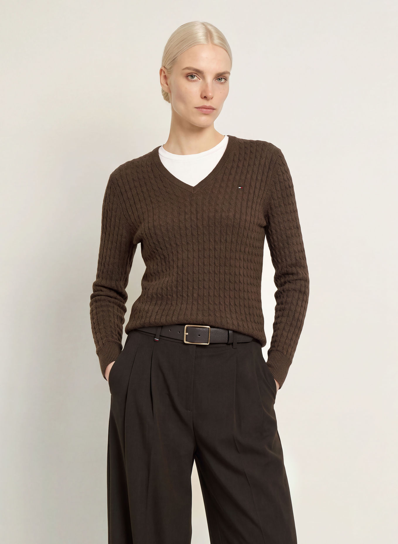 TOMMY HILFIGER Sweter: CIEMNOBRĄZOWY
