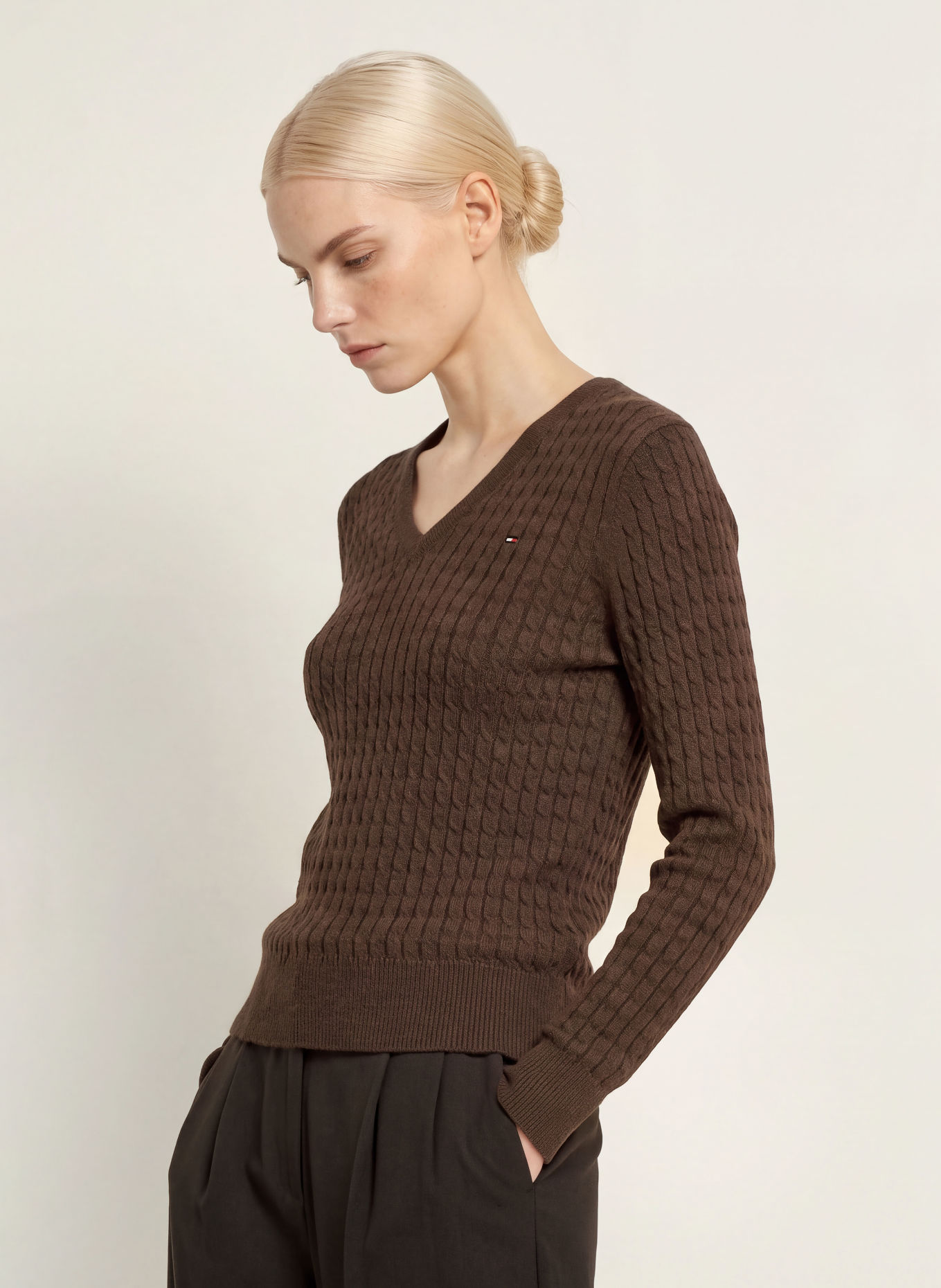 TOMMY HILFIGER Sweter: CIEMNOBRĄZOWY