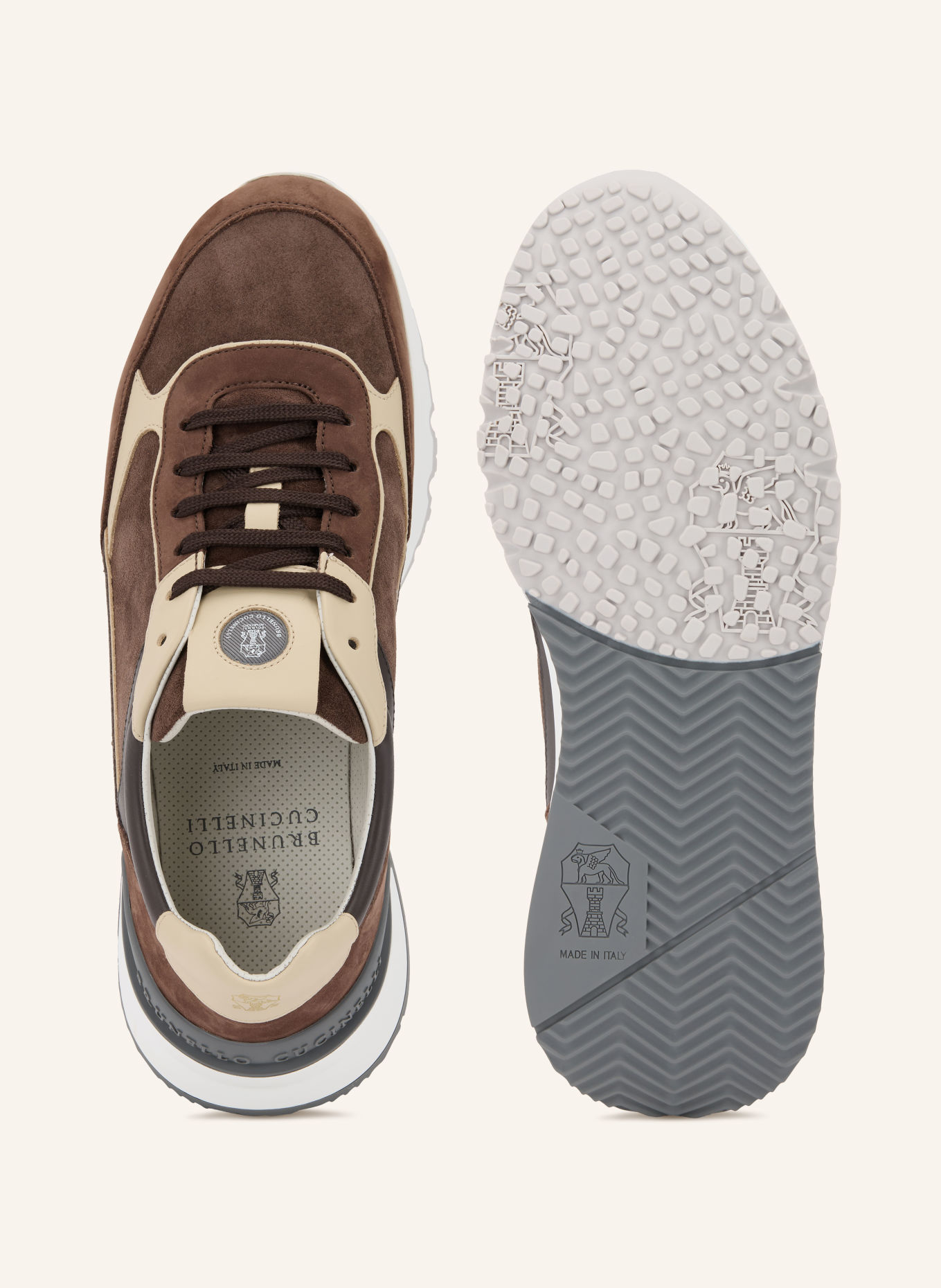 BRUNELLO CUCINELLI Sneakers: DARK BROWN / BEIGE