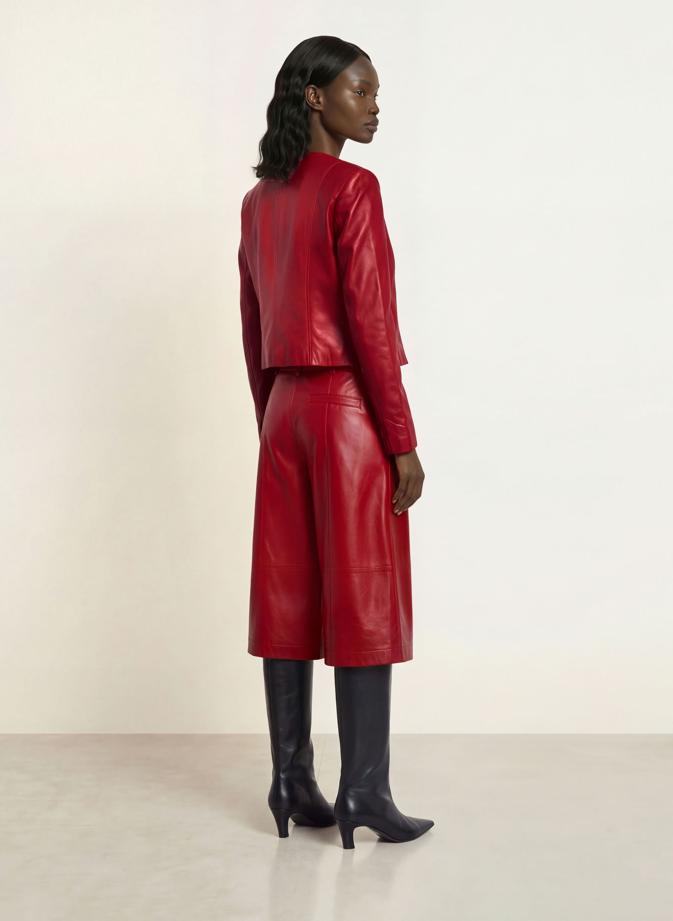 RIANI Leder-Bermudas: ROT