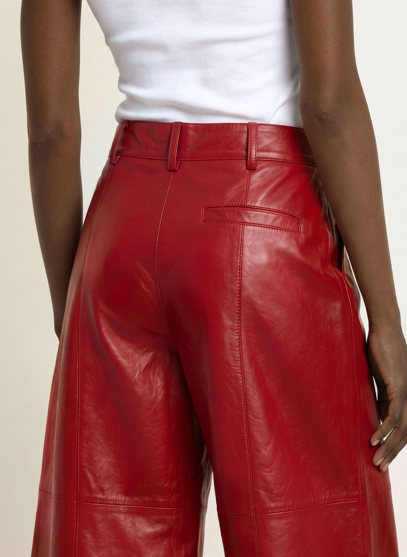 RIANI Leder-Bermudas: ROT