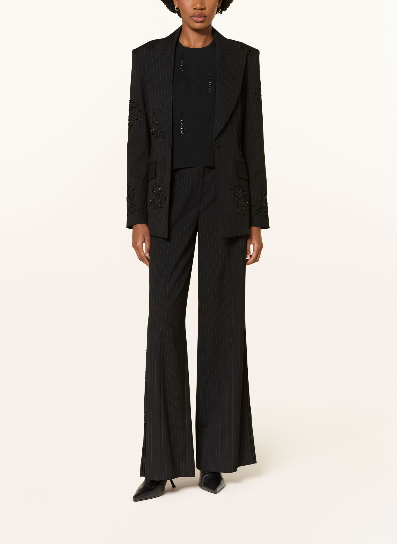RIANI Blazer mit Schmuckperlen: SCHWARZ / GRAU