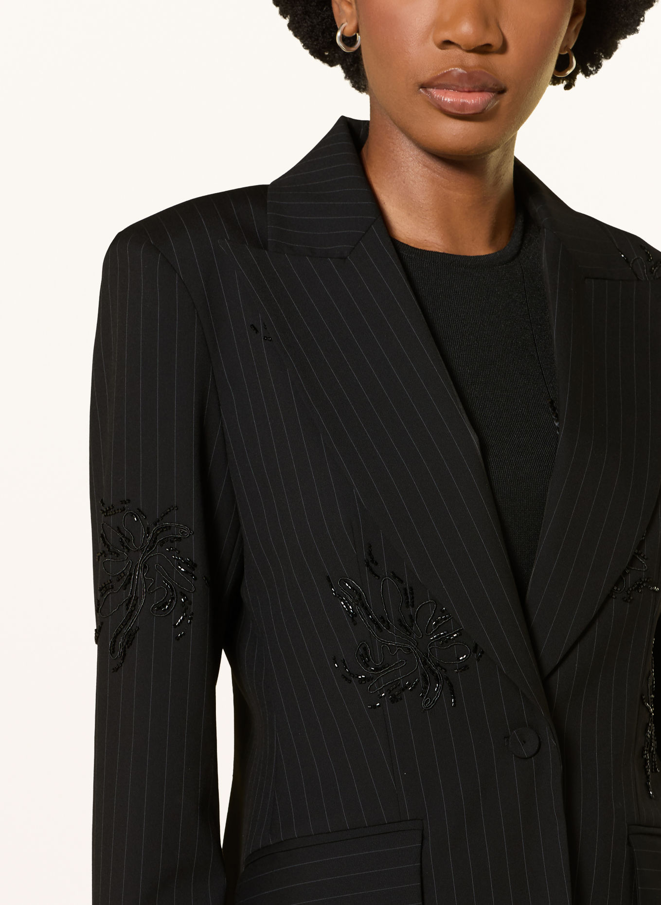 RIANI Blazer mit Schmuckperlen: SCHWARZ / GRAU