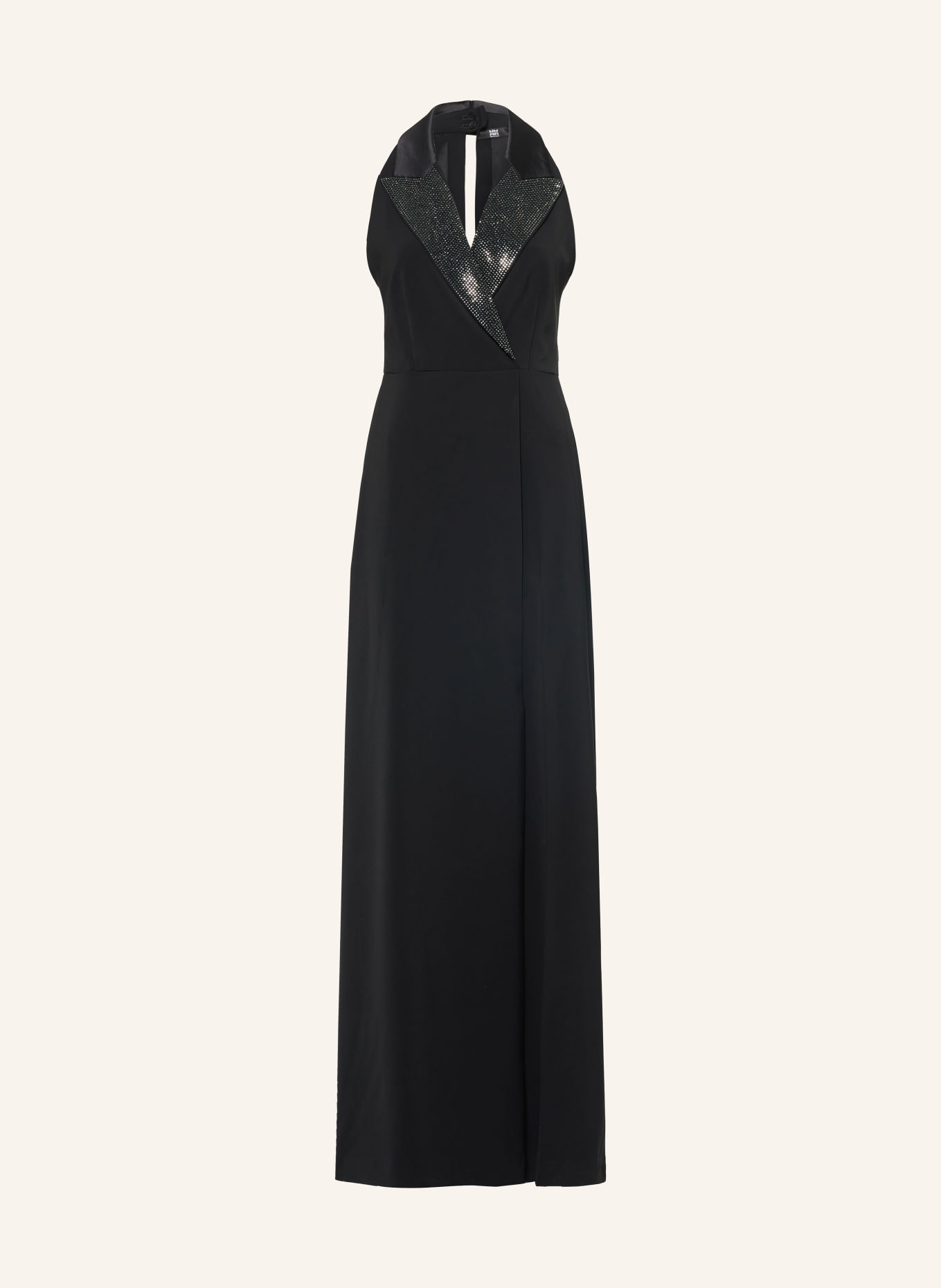 RIANI Wrap-style jumpsuit with rhinestones: BLACK