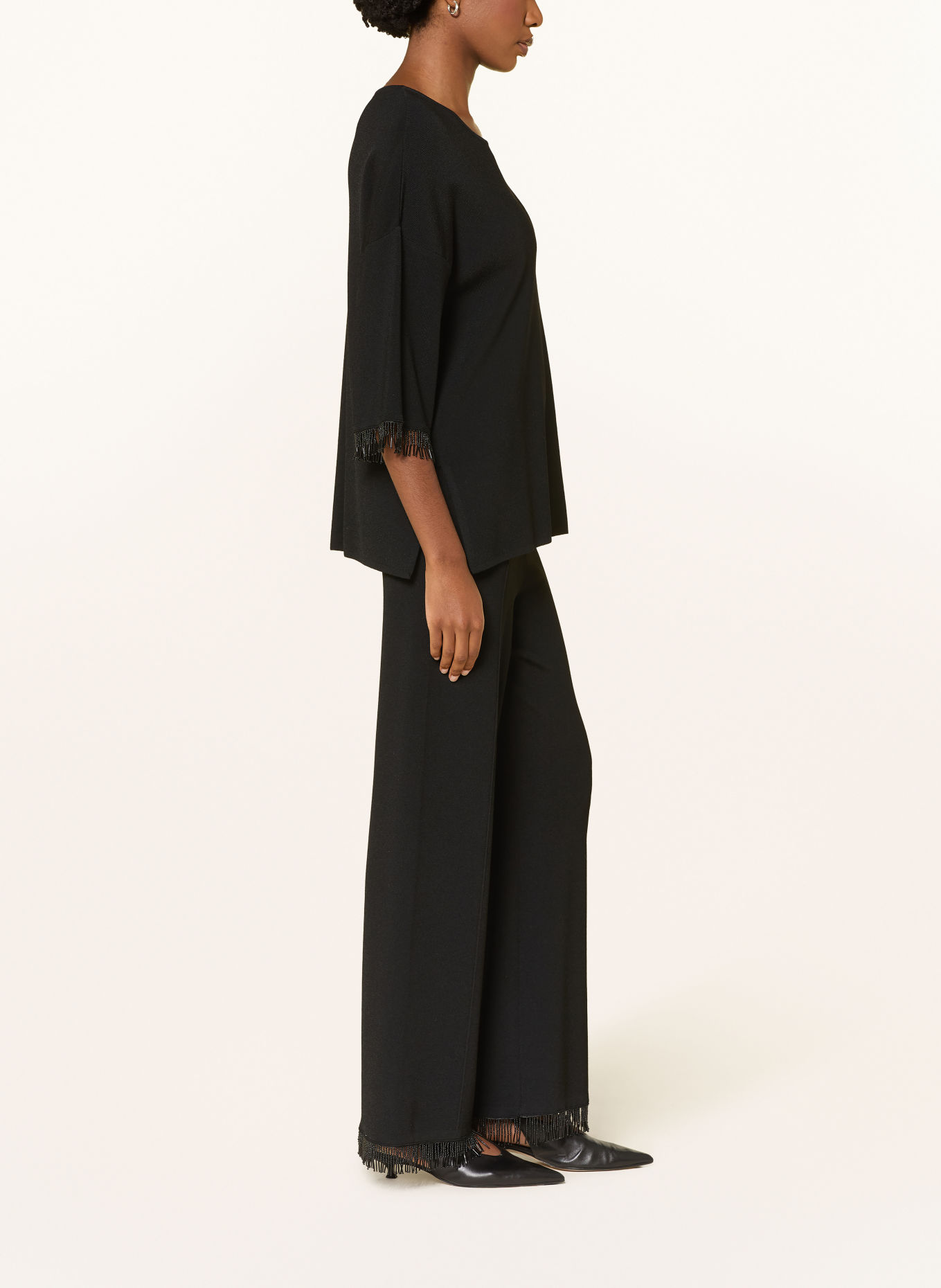 RIANI Strickhose mit Schmuckperlen: SCHWARZ