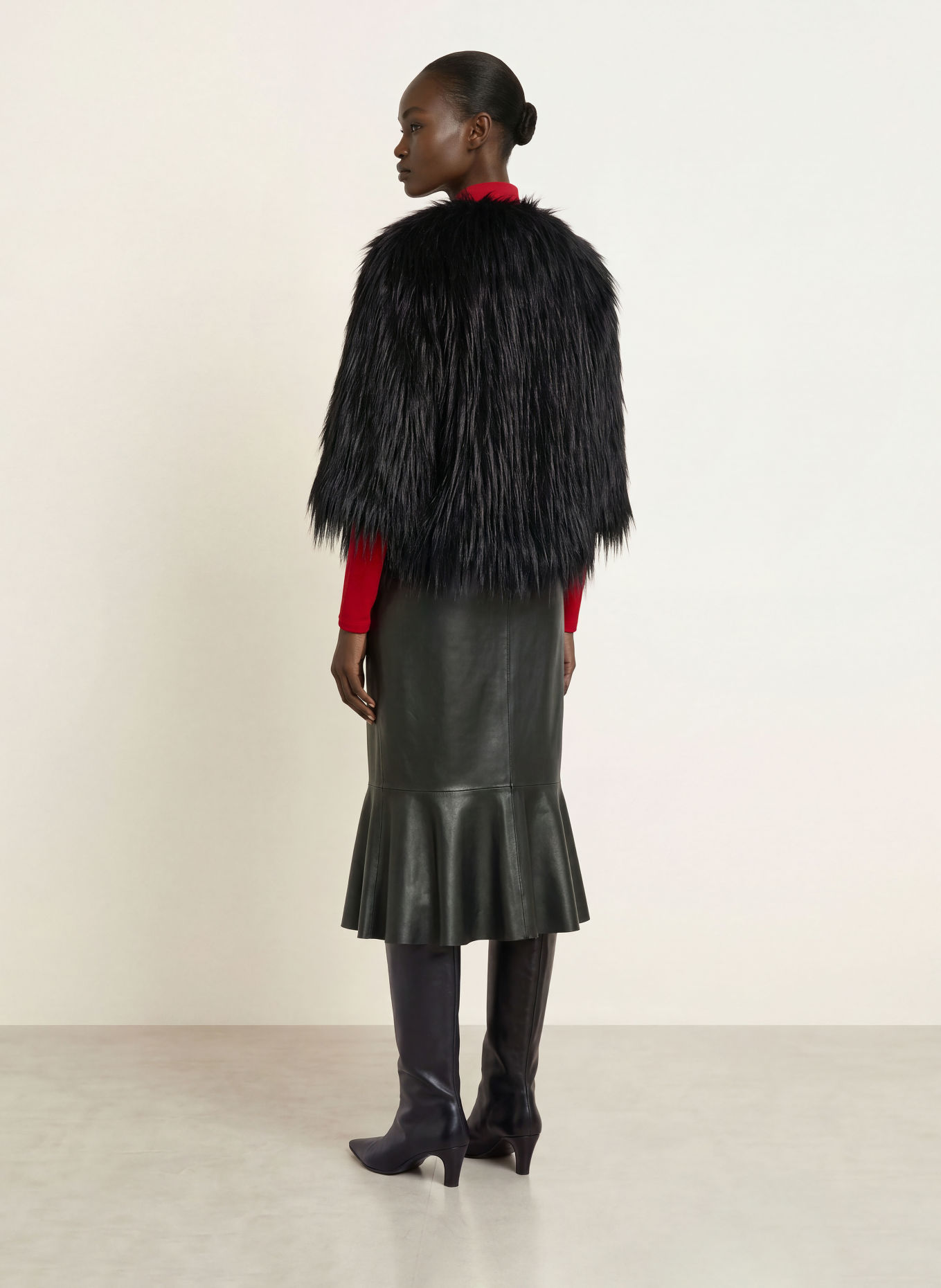 RIANI Kunstfell-Jacke mit 3/4-Arm: SCHWARZ