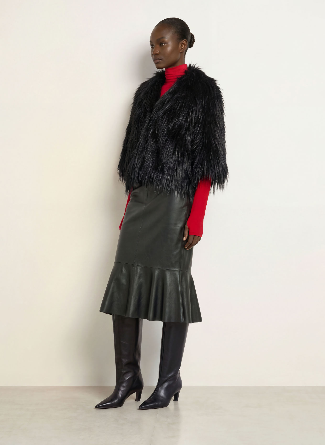 RIANI Kunstfell-Jacke mit 3/4-Arm: SCHWARZ