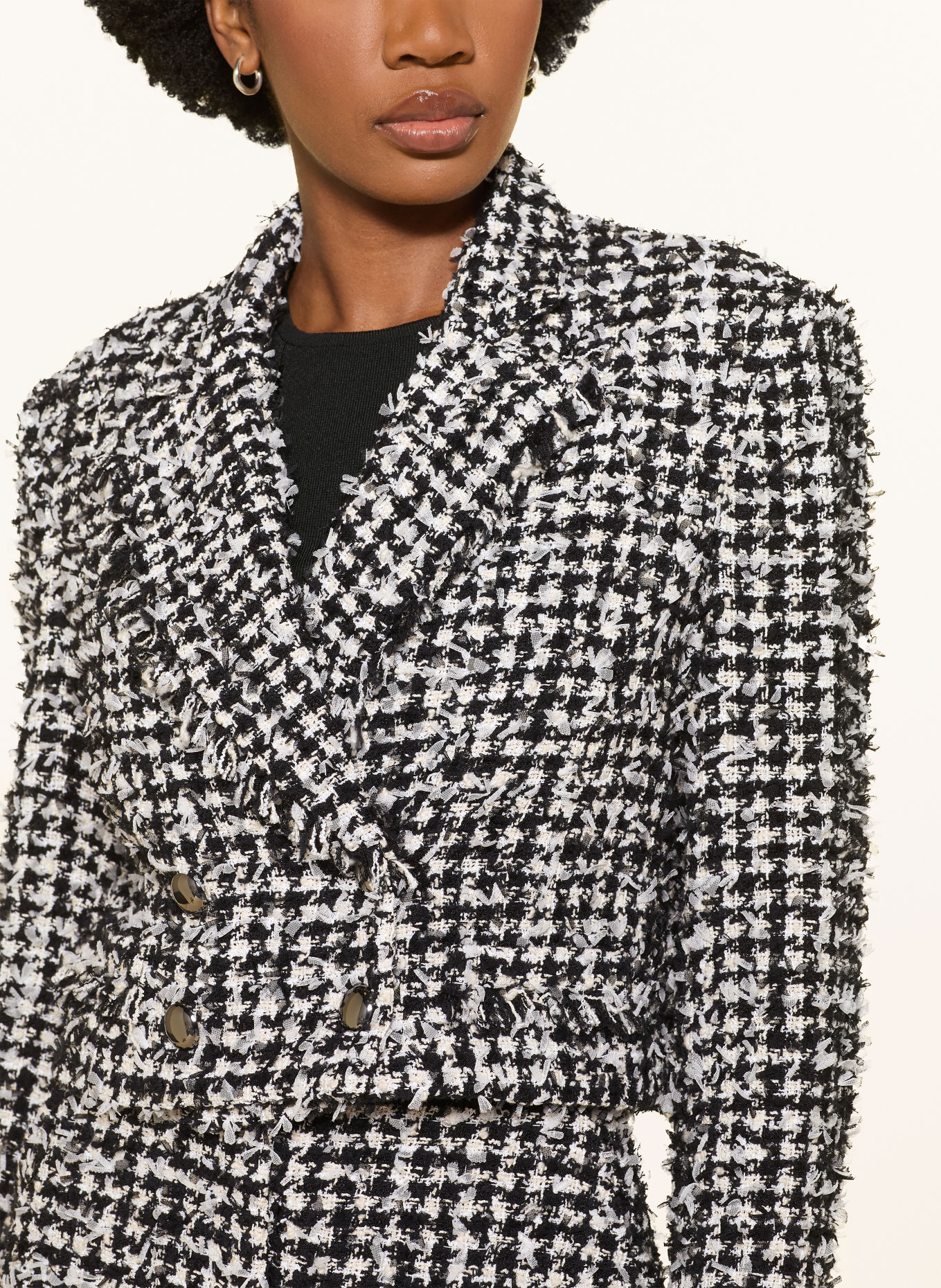 RIANI Bouclé-Blazer: SCHWARZ / ECRU