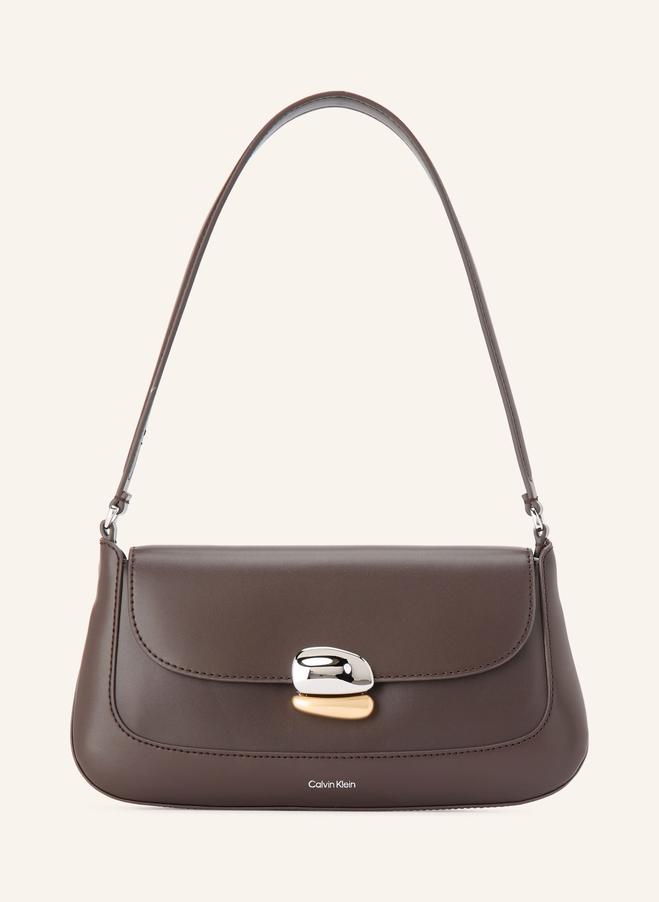 Calvin Klein Schultertasche: DUNKELBRAUN / SILBER / GOLD