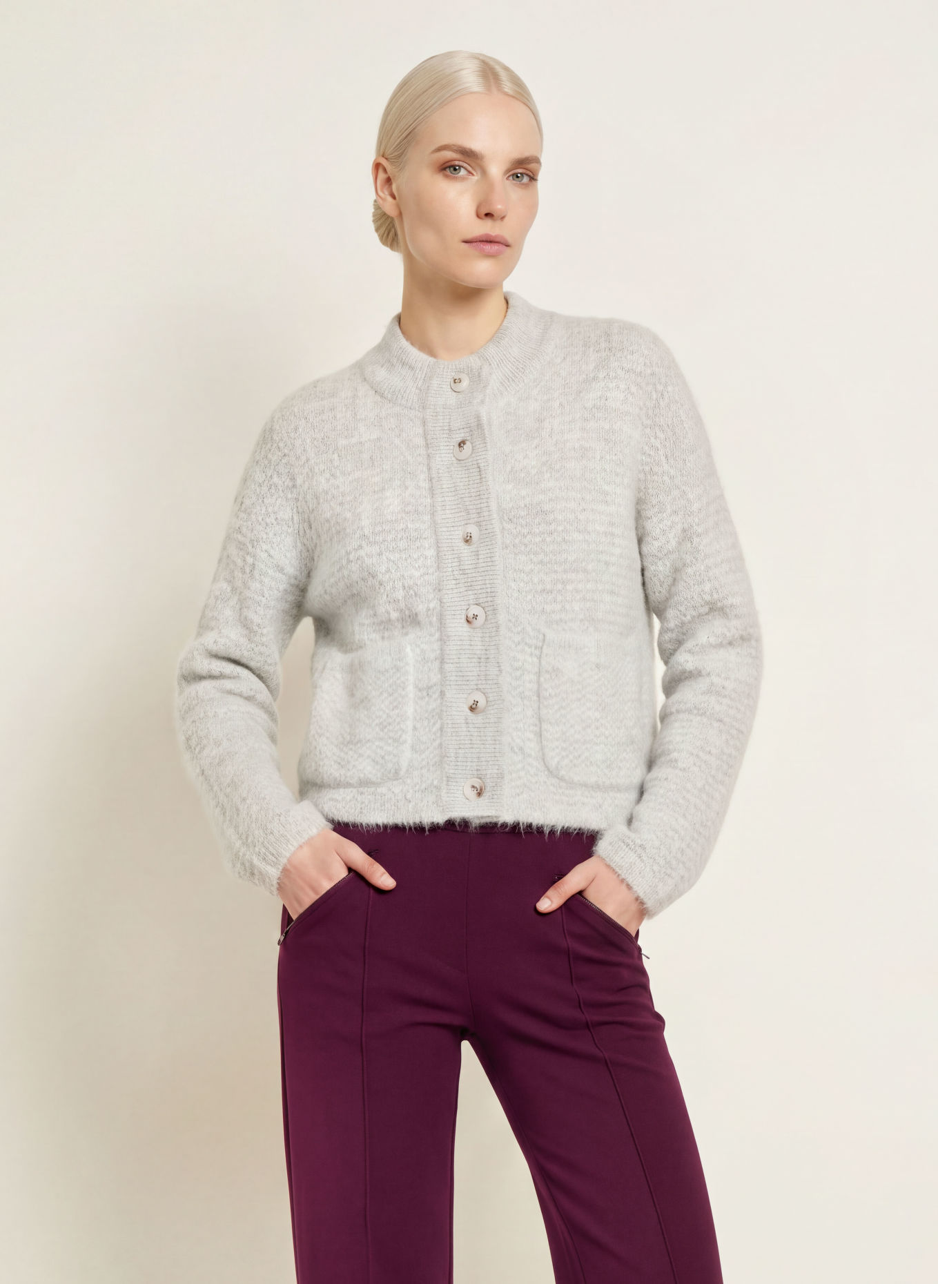 Smith & Soul Strickjacke mit Alpaka: HELLGRAU
