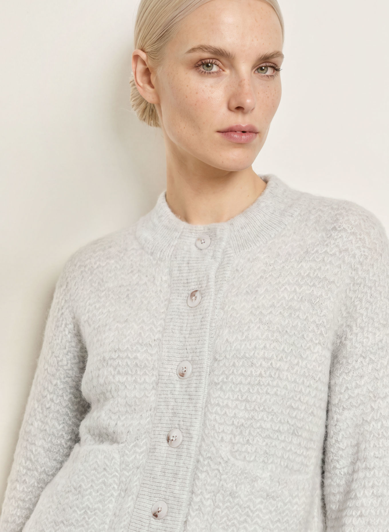 Smith & Soul Strickjacke mit Alpaka: HELLGRAU