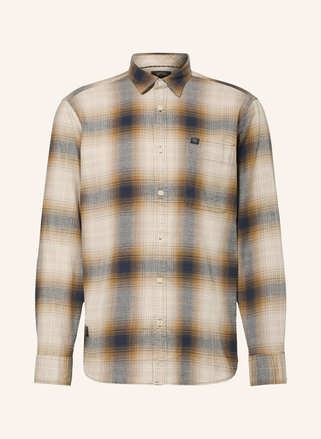 camel active Flanellhemd Regular Fit: CAMEL / BEIGE / DUNKELBLAU