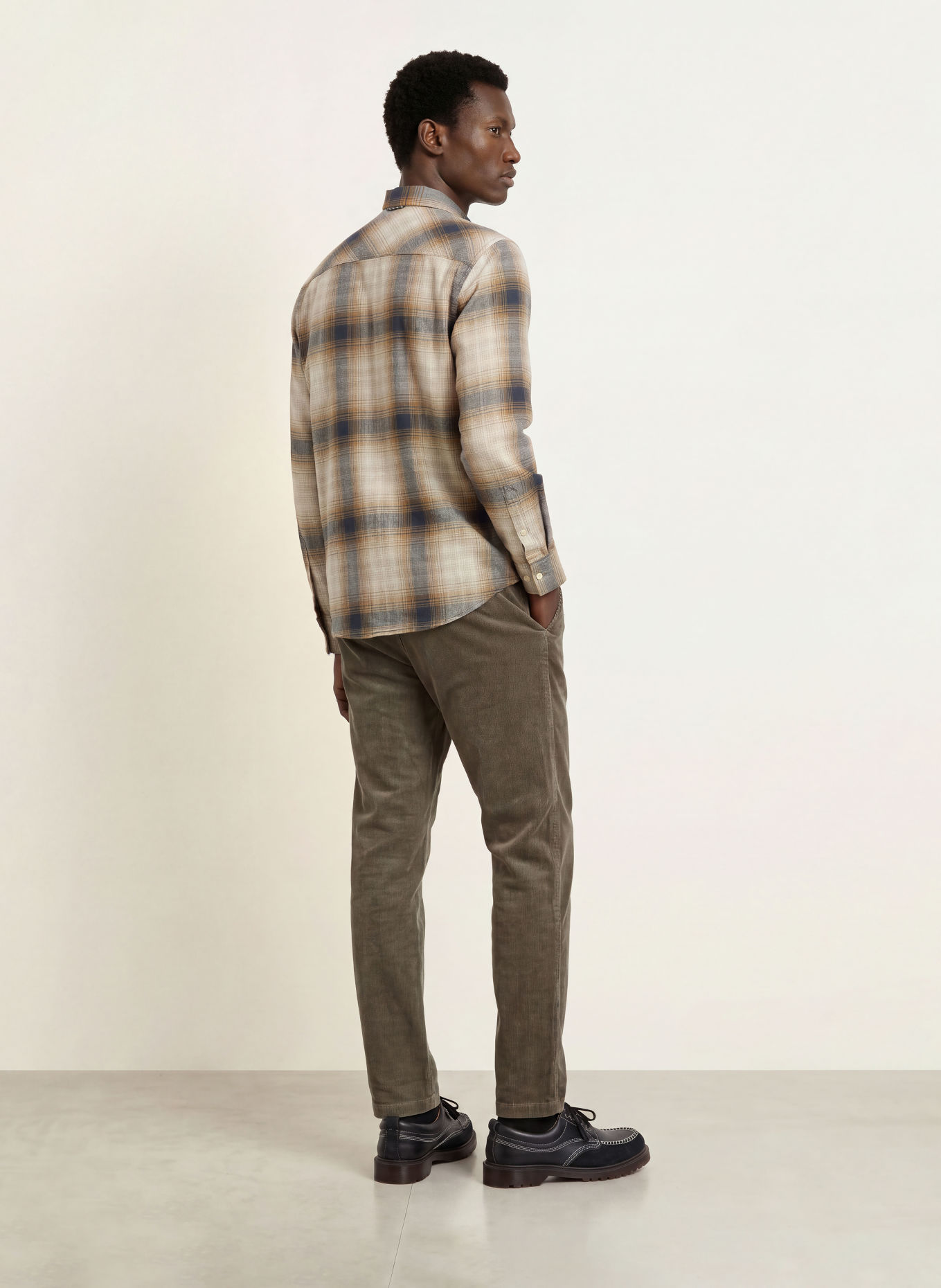 camel active Flanellhemd Regular Fit: CAMEL / BEIGE / DUNKELBLAU
