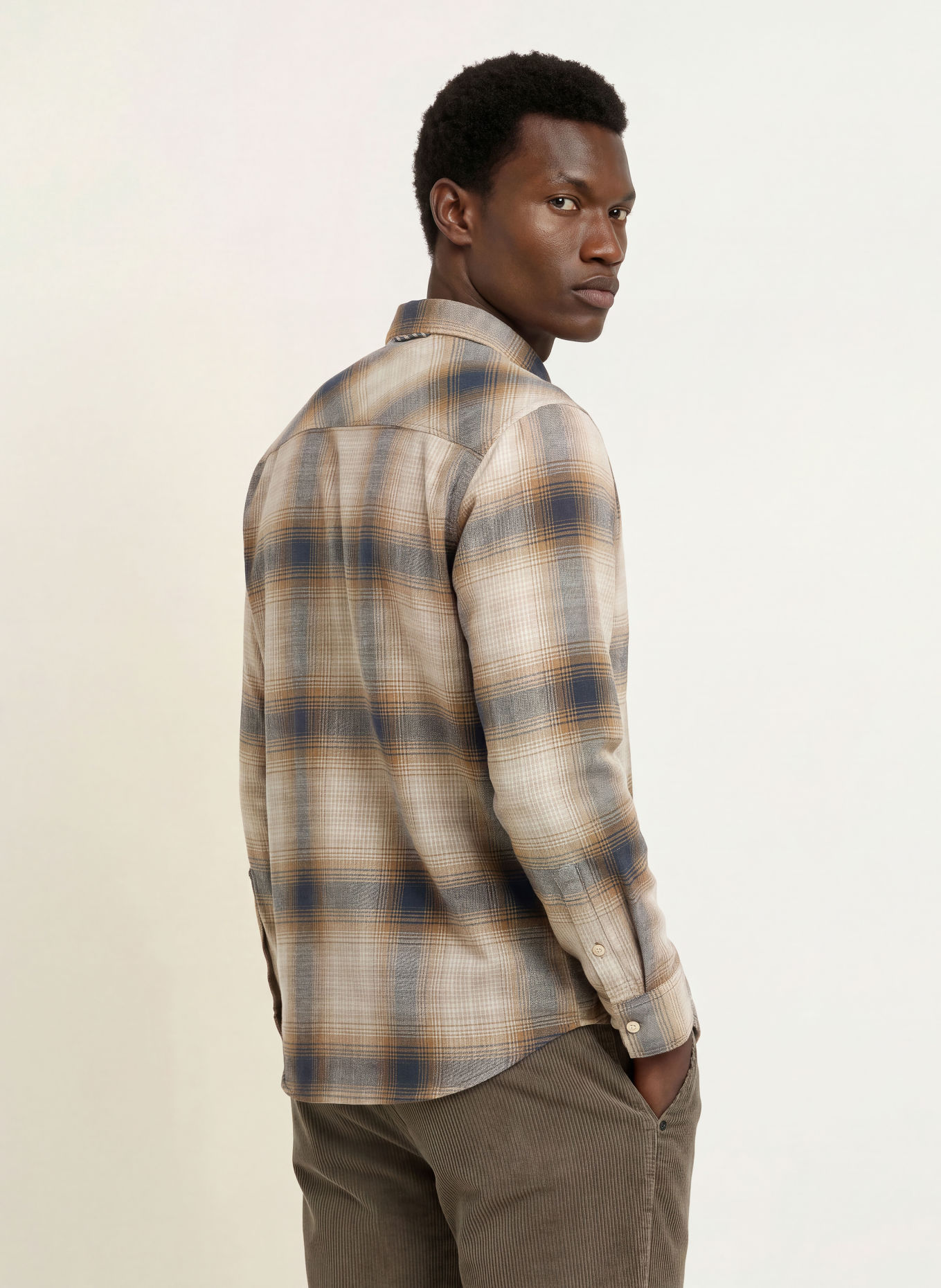 camel active Flanellhemd Regular Fit: CAMEL / BEIGE / DUNKELBLAU
