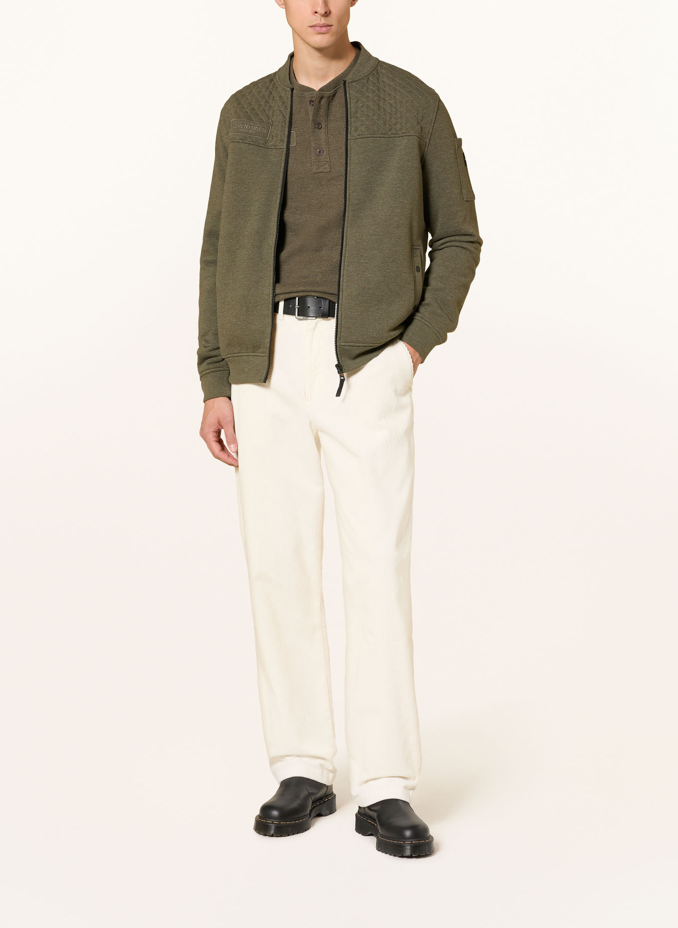 camel active Zip-up sweatshirt: KHAKI / BLACK