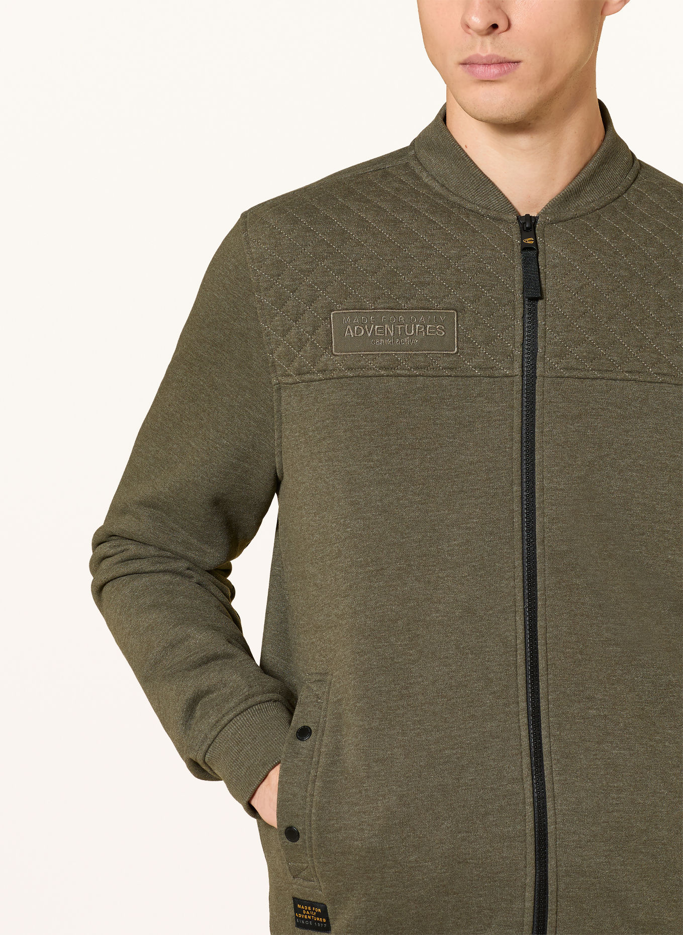 camel active Zip-up sweatshirt: KHAKI / BLACK