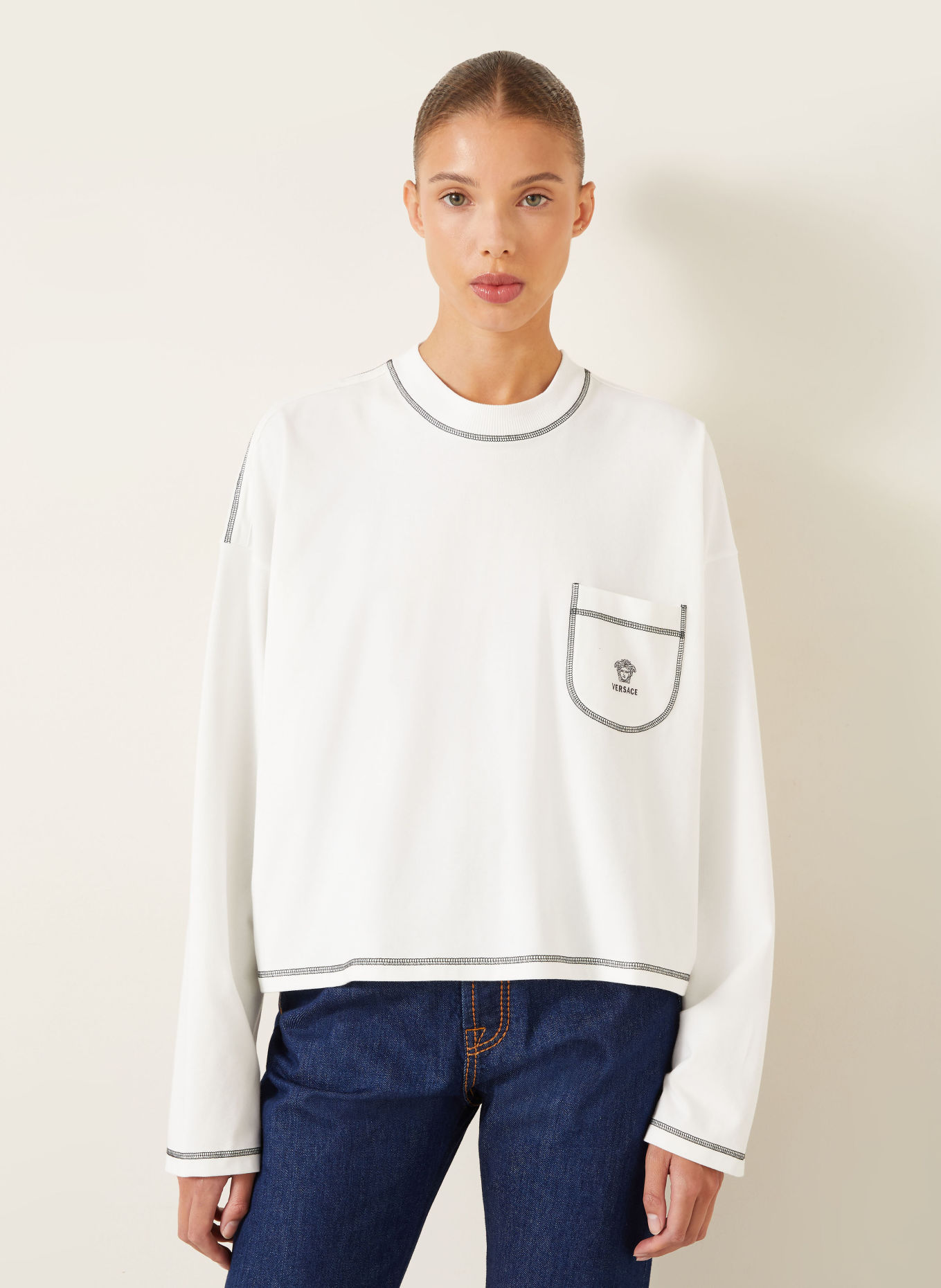 VERSACE Sweater: WHITE / BLACK