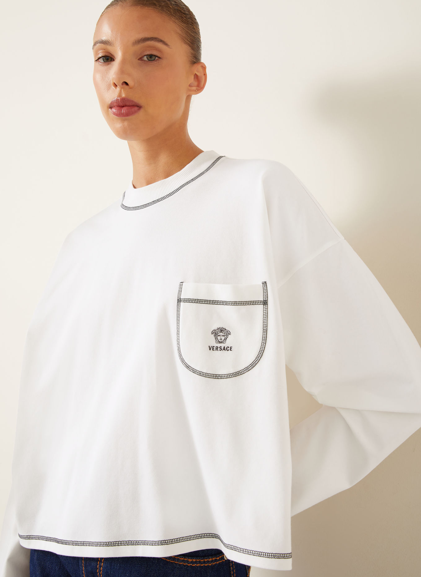 VERSACE Sweater: WHITE / BLACK