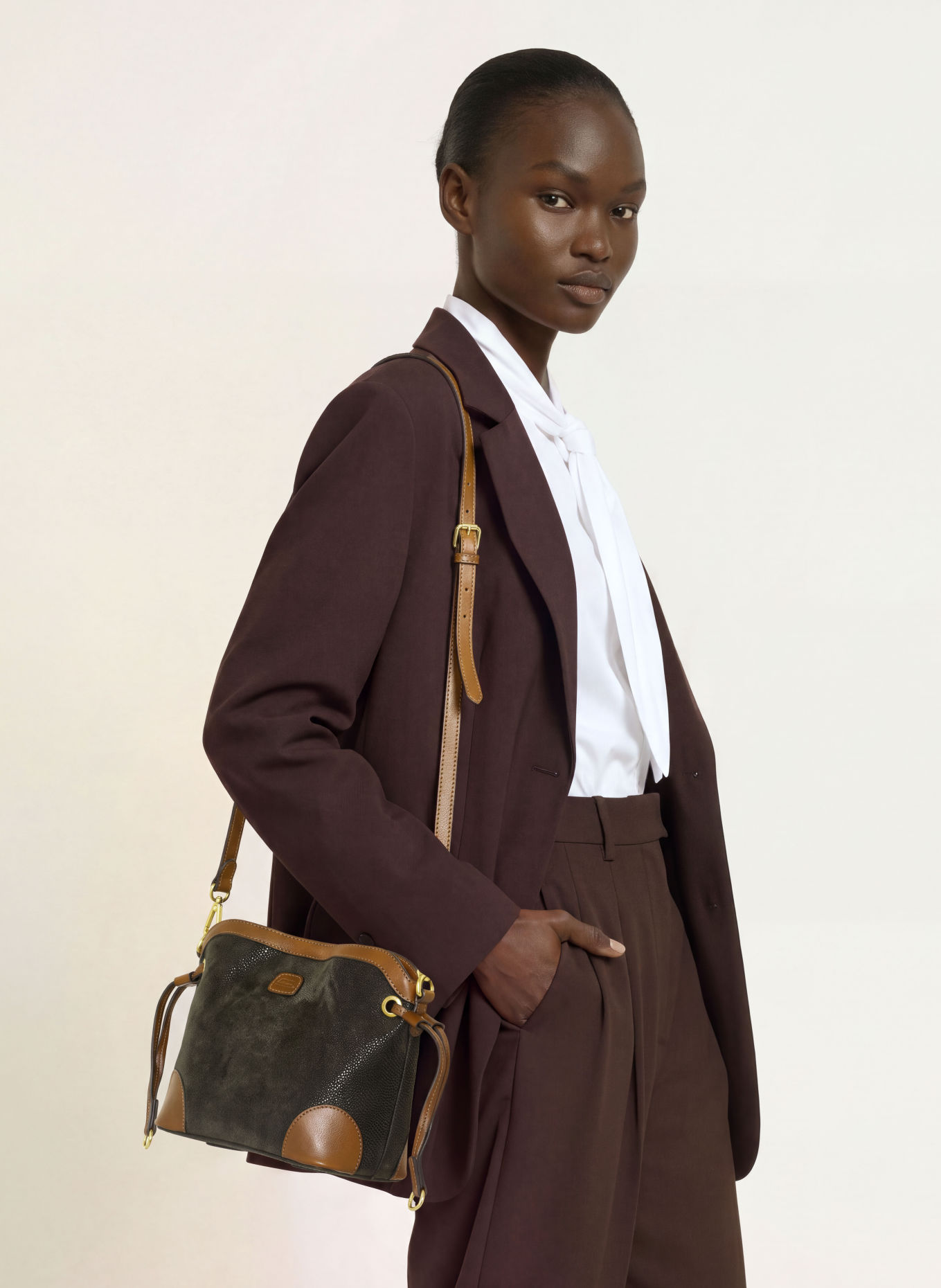 BRIC'S VOLTERRA LIFE Bucket bag: KHAKI / BROWN
