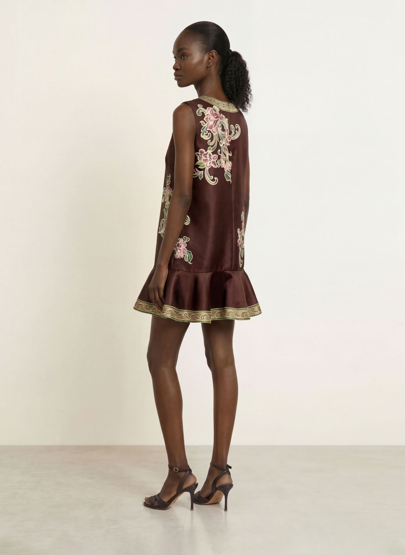 ALÉMAIS Cocktailjurk JOSIE: MARRON FONCÉ / ORANJE / GROEN