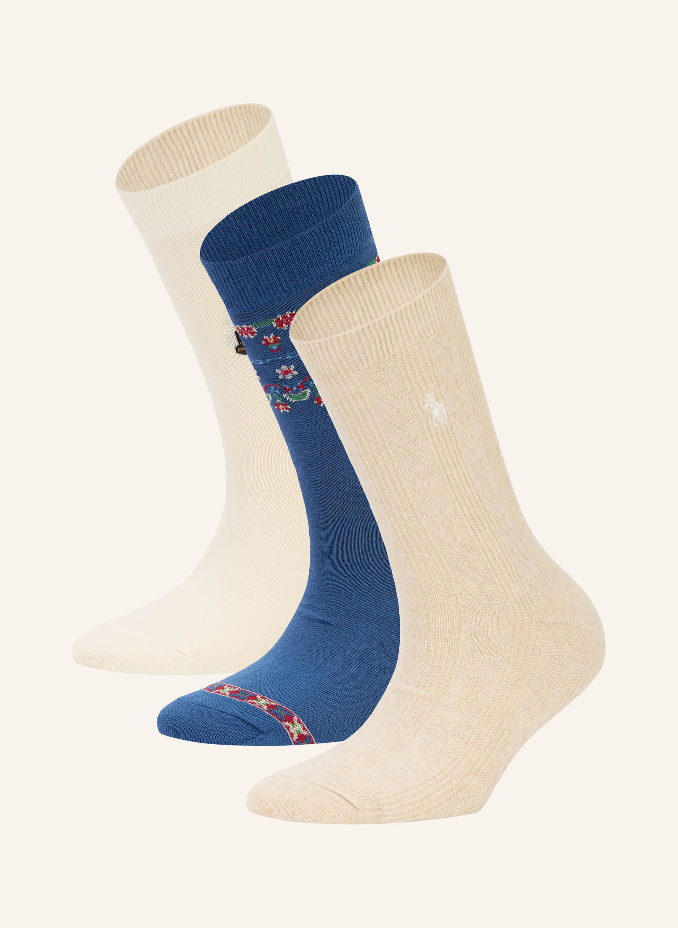 POLO RALPH LAUREN 3-pack of socks: ECRU / LIGHT BROWN / DARK BLUE