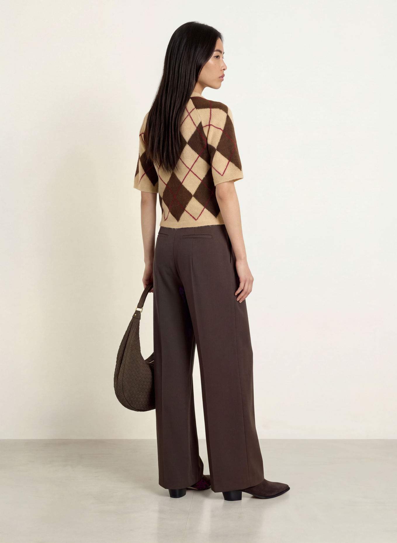 MSCH COPENHAGEN MSCHADIN Knit shirt: BEIGE / DARK BROWN / FUCHSIA