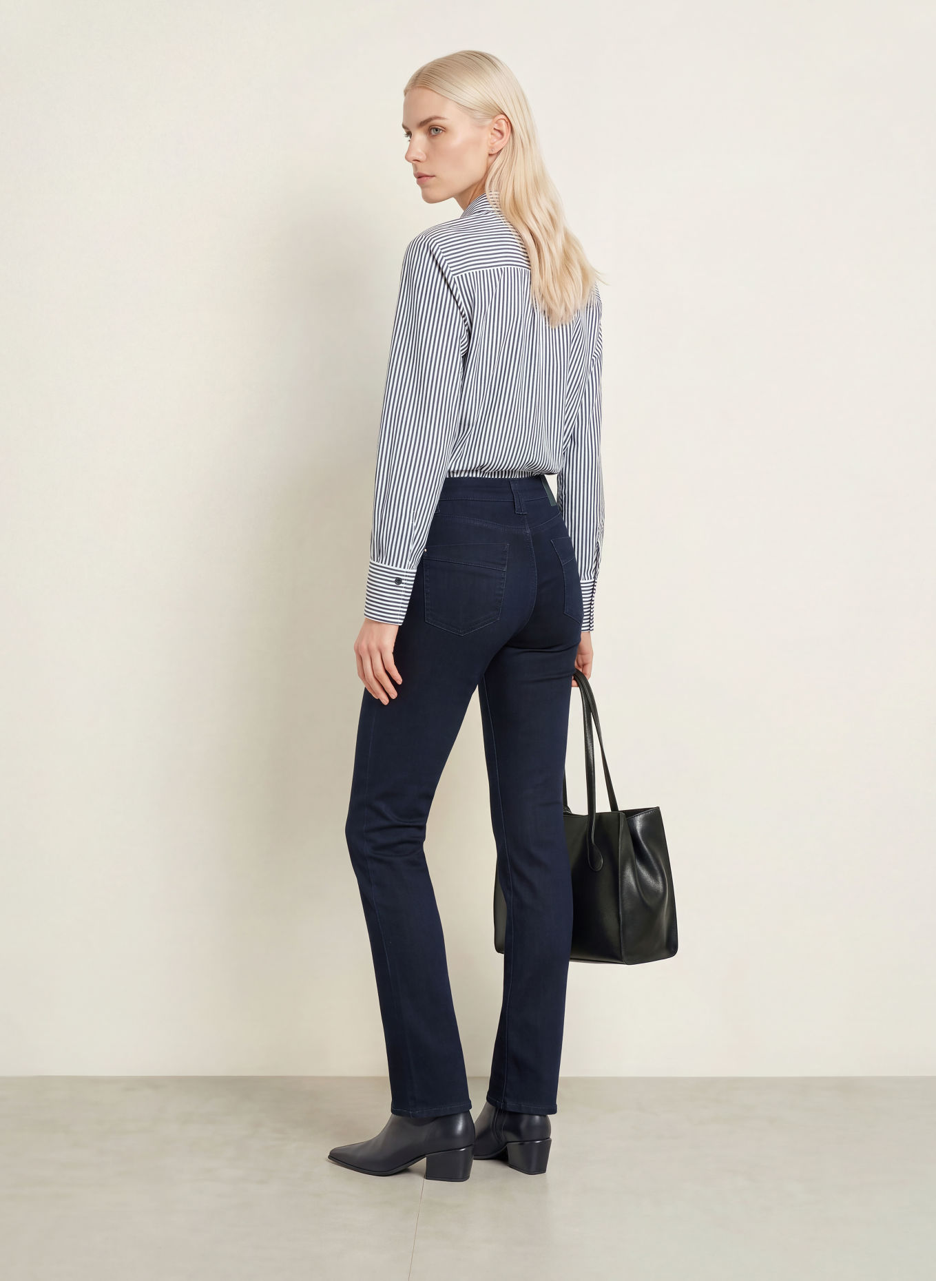 BRAX Overhemdblouse VICA GLAM: DONKERGRIJS / WIT