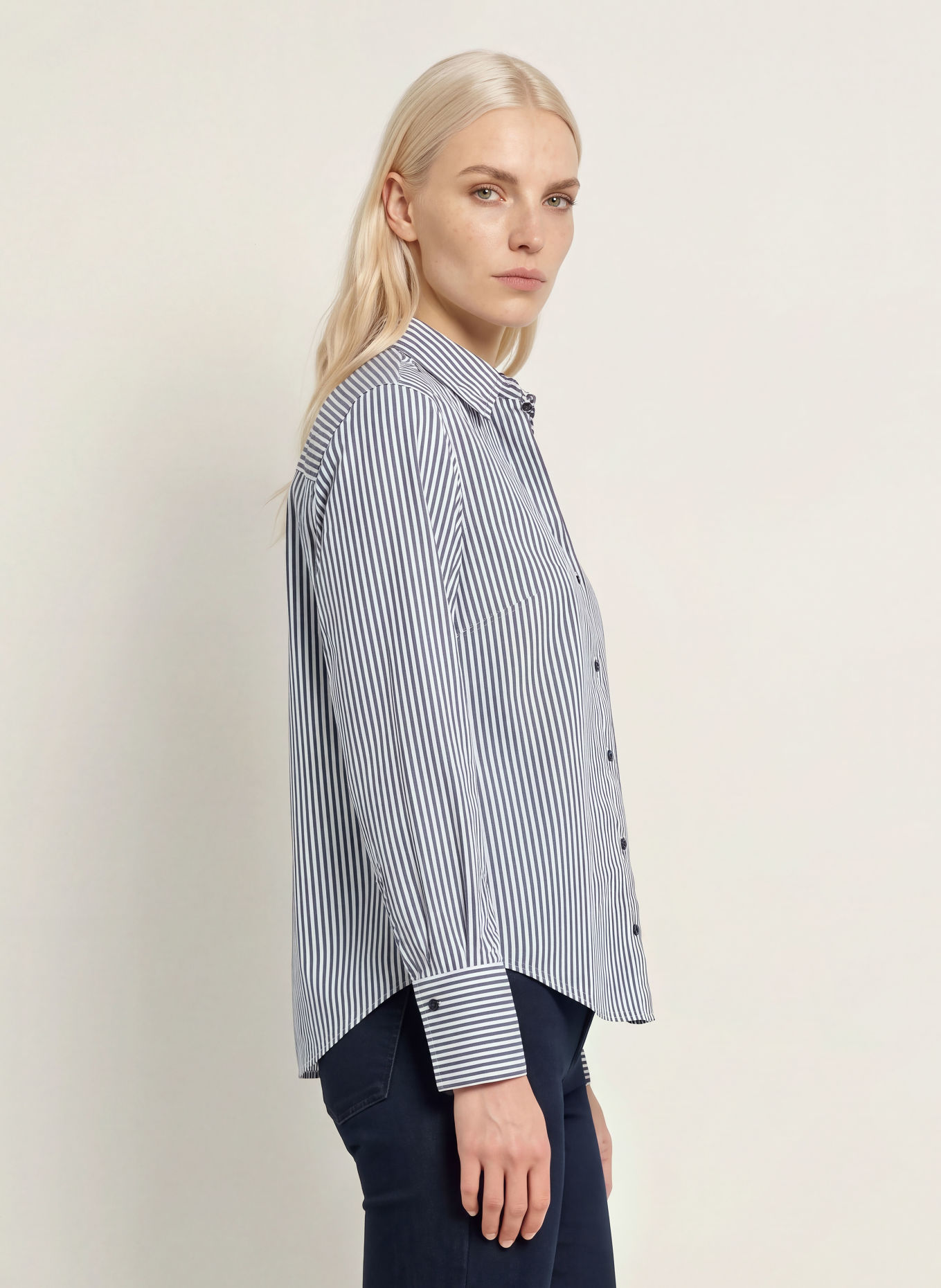 BRAX Overhemdblouse VICA GLAM: DONKERGRIJS / WIT