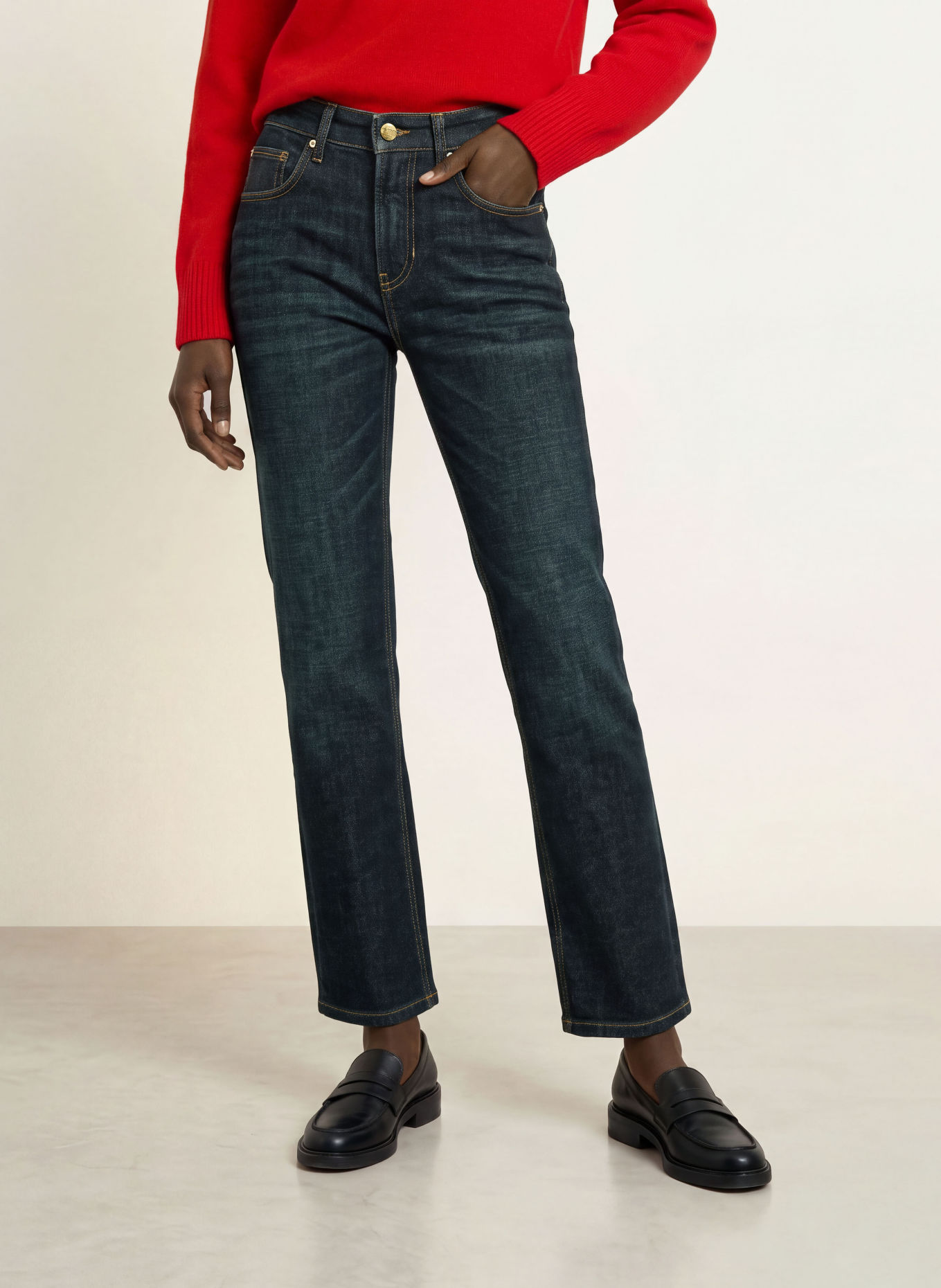 CAMBIO Straight Jeans GINI: 5440 cross dark soft tea