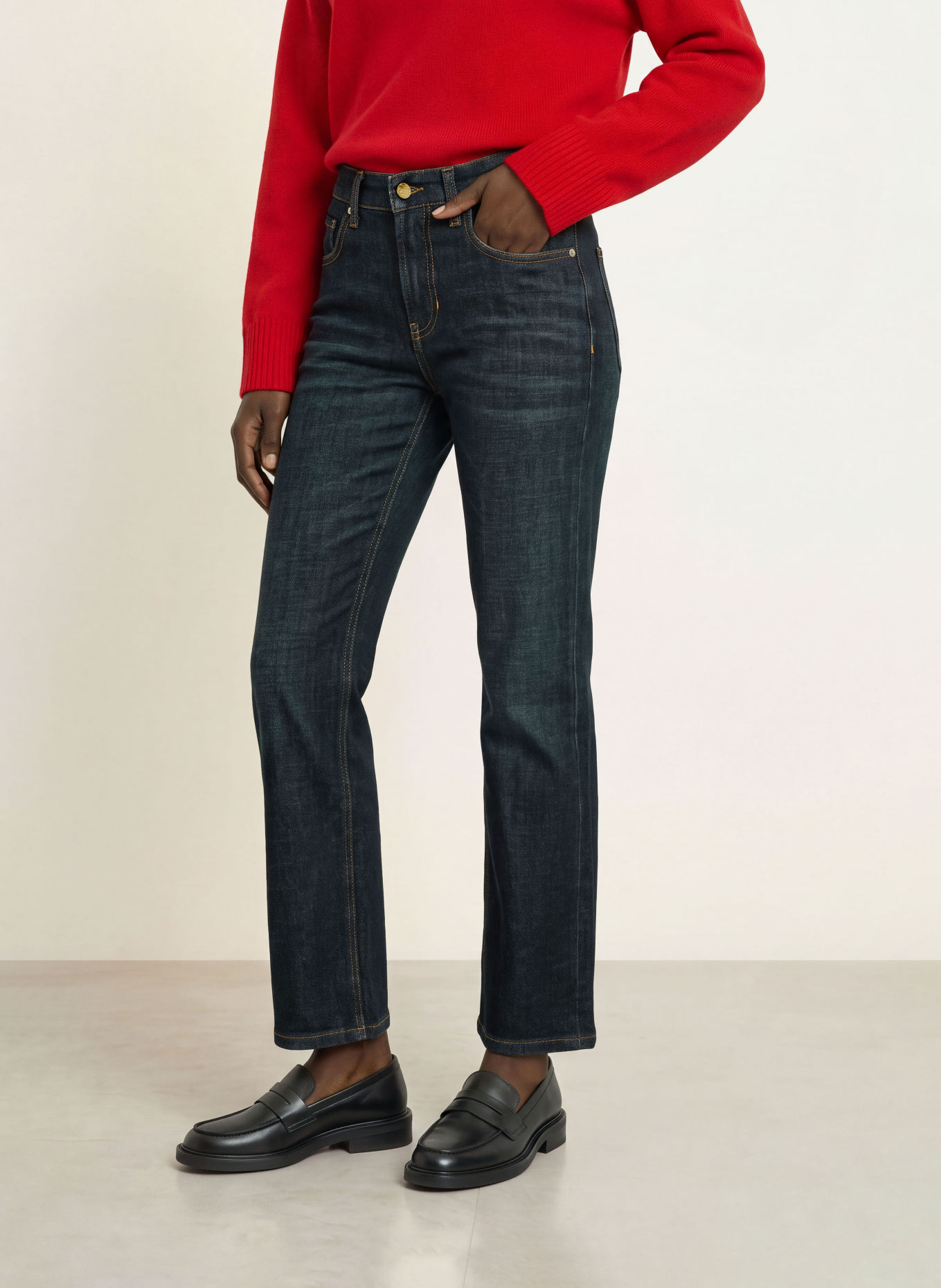 CAMBIO Straight Jeans GINI: 5440 cross dark soft tea