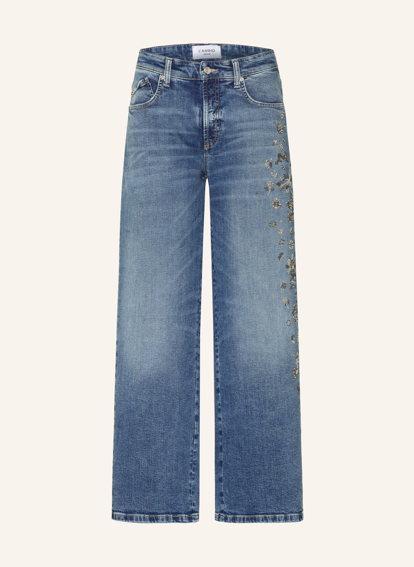 CAMBIO Barrel Jeans med pailletter: 5196 modern mid used