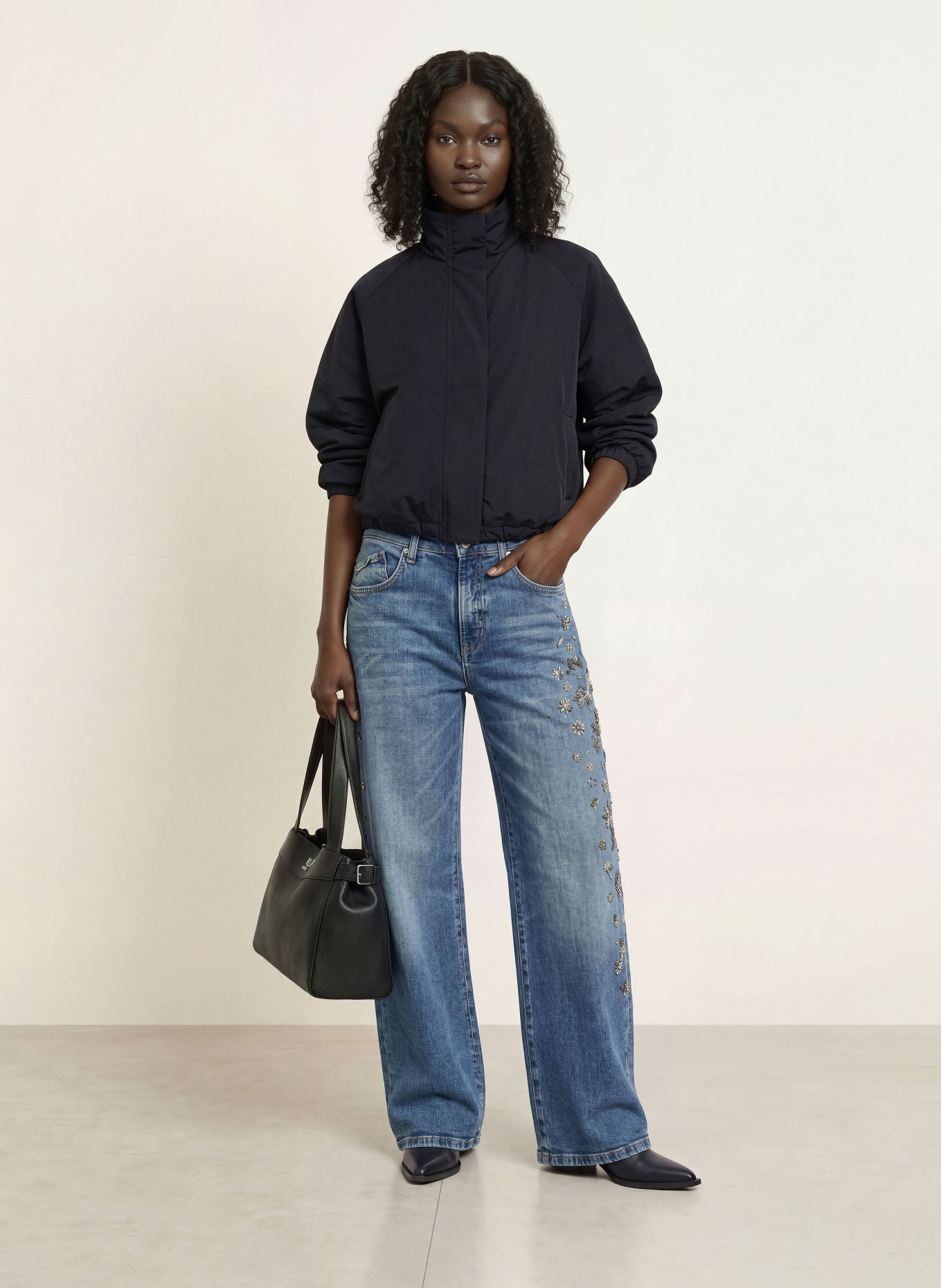 CAMBIO Barrel Jeans med pailletter: 5196 modern mid used