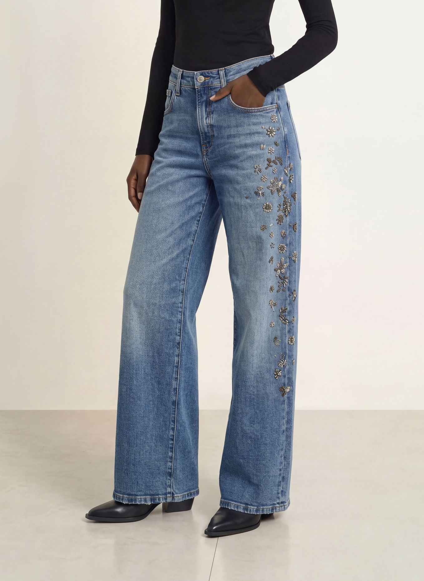 CAMBIO Barrel Jeans med pailletter: 5196 modern mid used