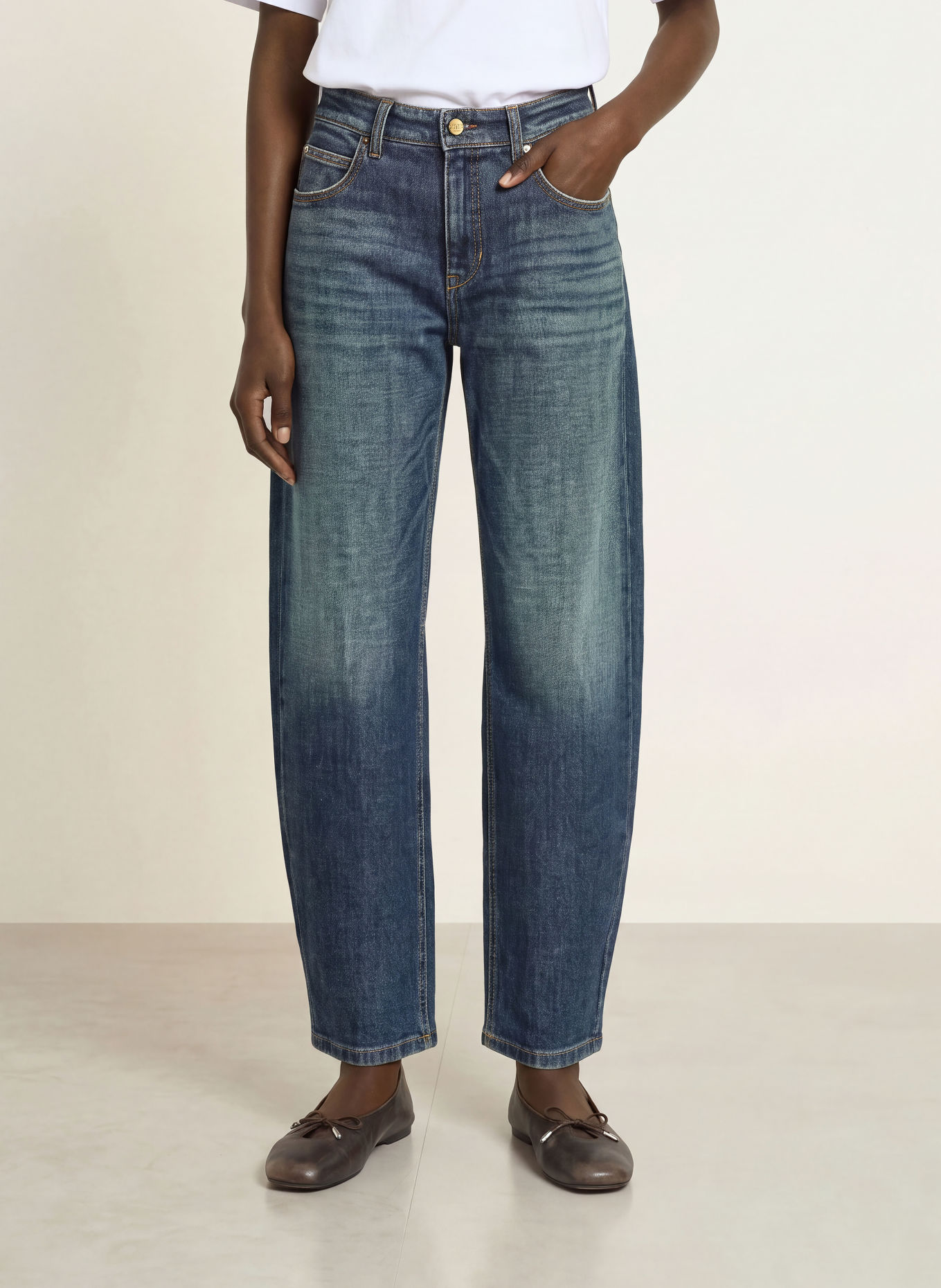 CAMBIO ELLI Barrel-leg jeans: 5061 rustic dark cross