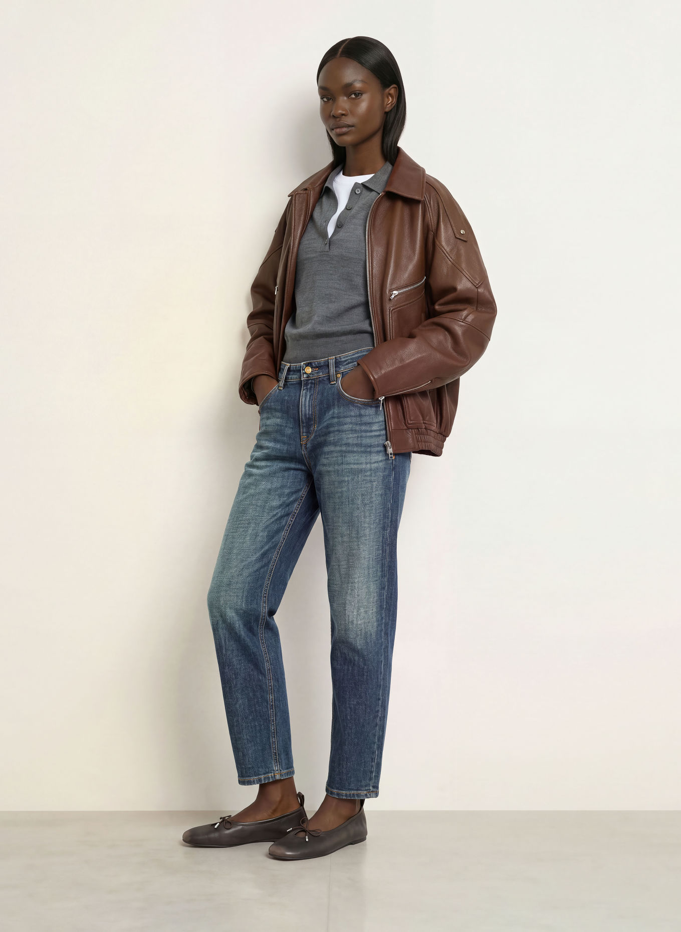 CAMBIO ELLI Barrel-leg jeans: 5061 rustic dark cross