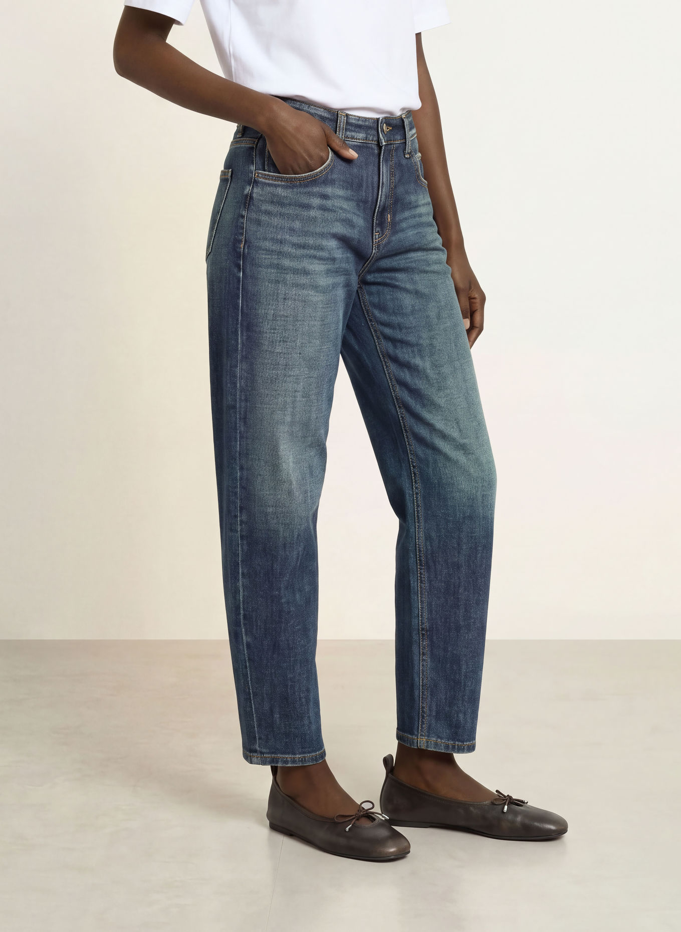 CAMBIO ELLI Barrel-leg jeans: 5061 rustic dark cross