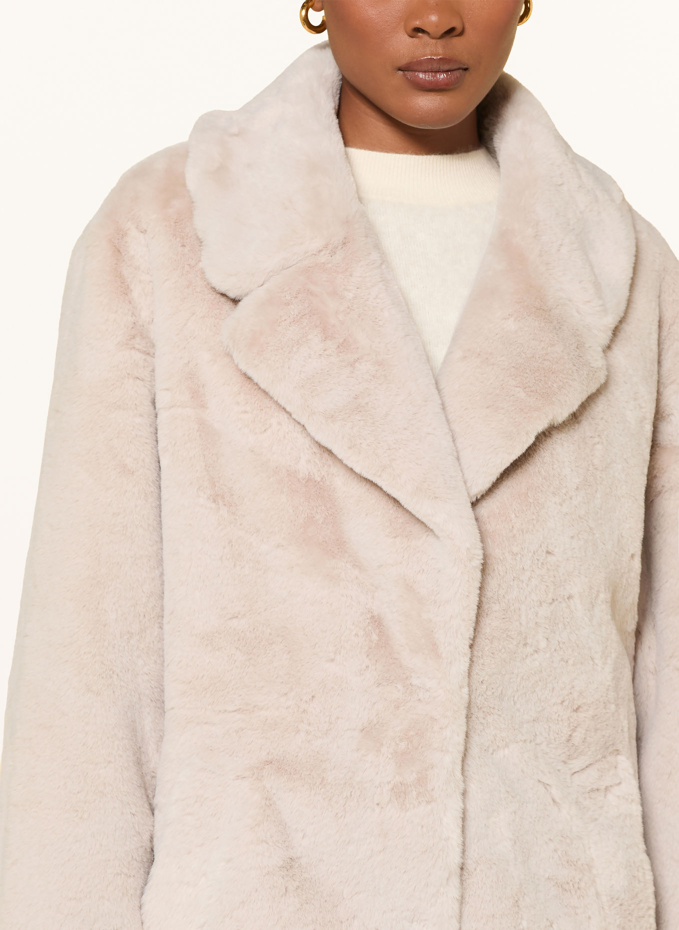 LAMARQUE LINNEA Faux Fur Coat: CREAM