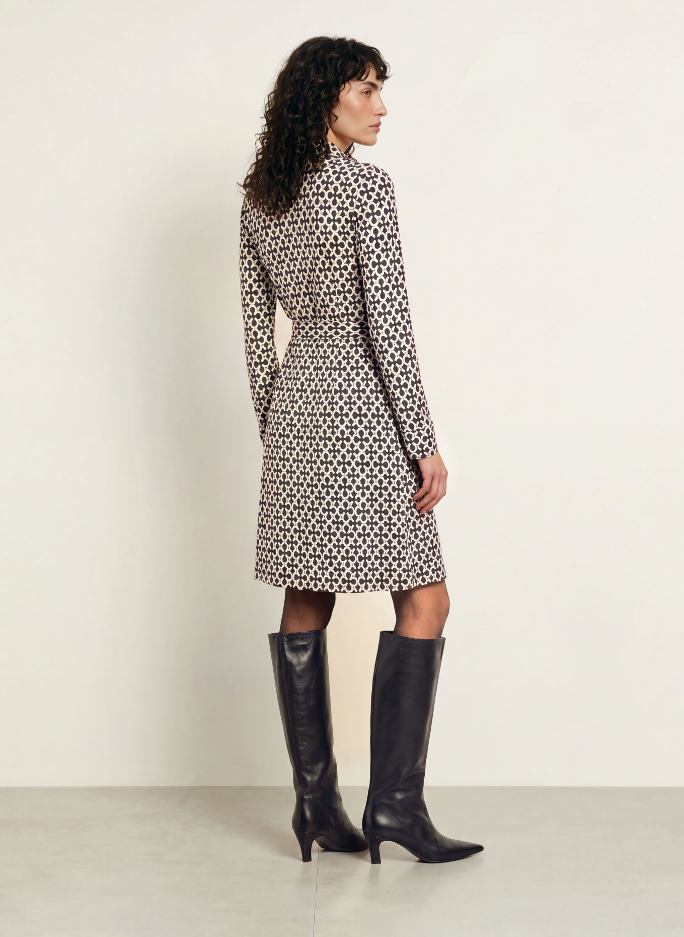 DIANE VON FURSTENBERG Wickelkleid NEW JEANNE aus Seide: SCHWARZ / BRAUN / WEISS