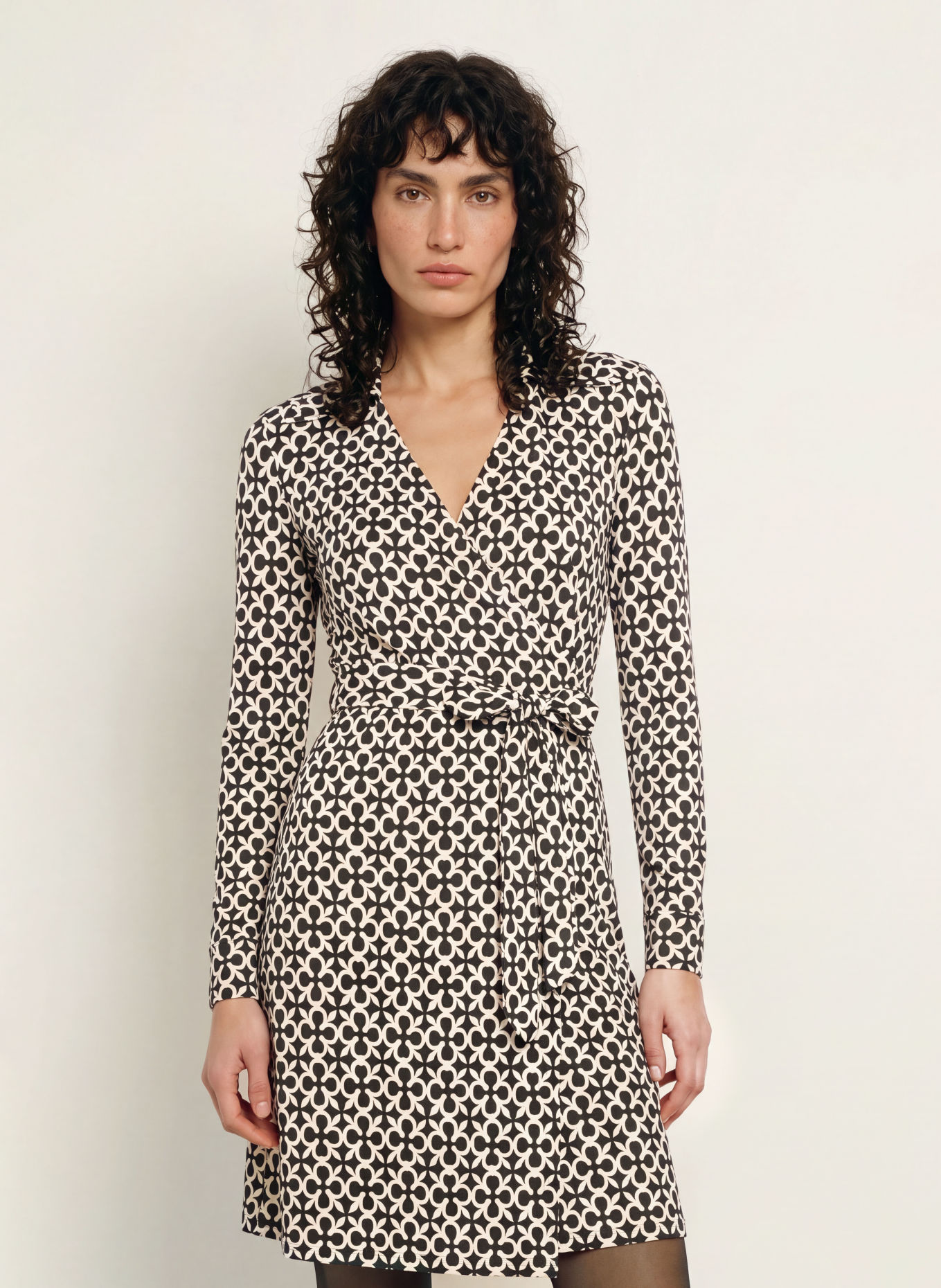 DIANE VON FURSTENBERG Wickelkleid NEW JEANNE aus Seide: SCHWARZ / BRAUN / WEISS