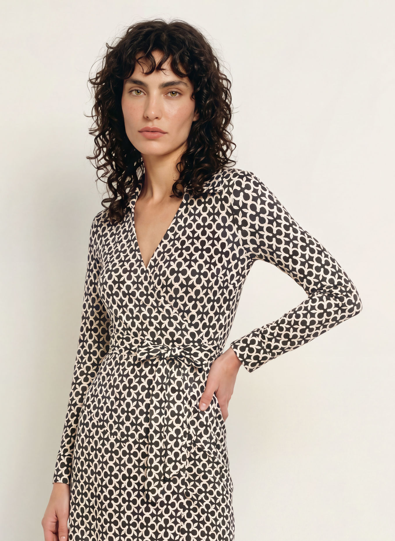 DIANE VON FURSTENBERG Wickelkleid NEW JEANNE aus Seide: SCHWARZ / BRAUN / WEISS
