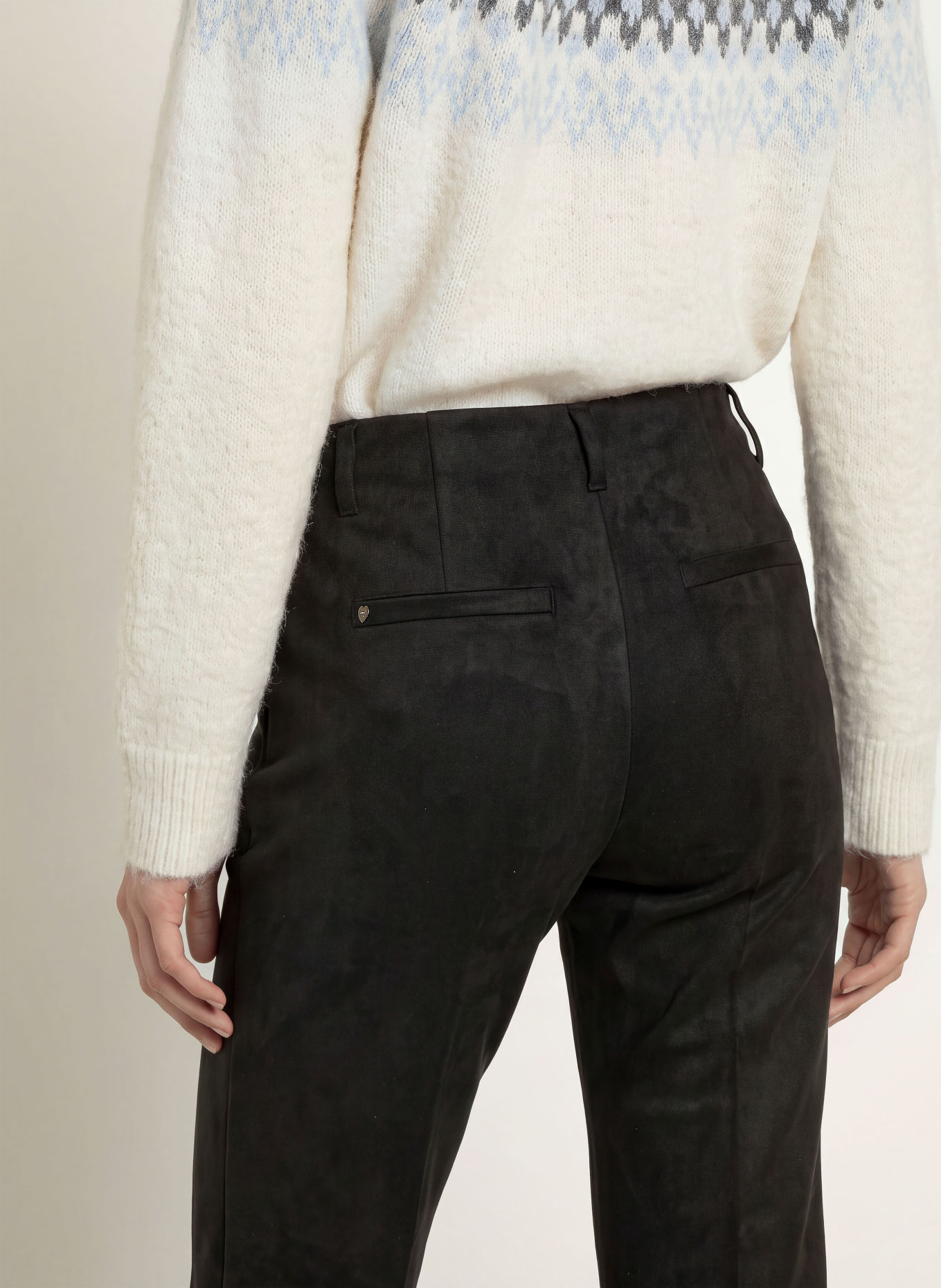 Buena Vista Broek ANTIGUA in leerlook: ZWART