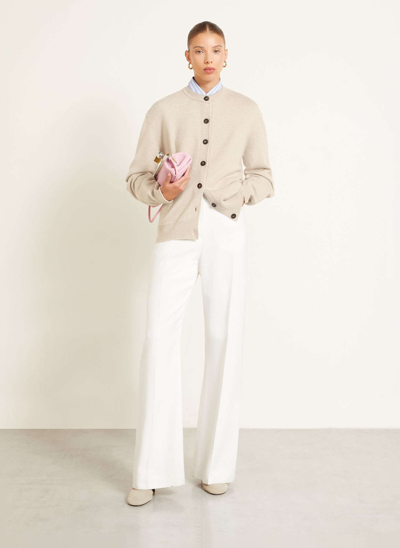 JACQUEMUS Cardigan LE CARDIGAN MOULIN med merinould: BEIGE