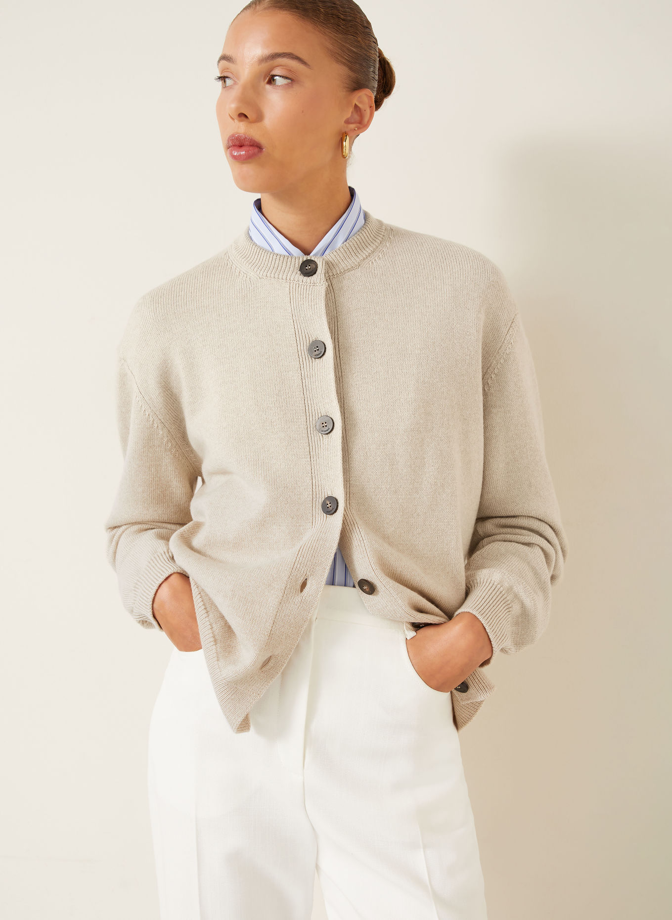 JACQUEMUS Cardigan LE CARDIGAN MOULIN med merinould: BEIGE
