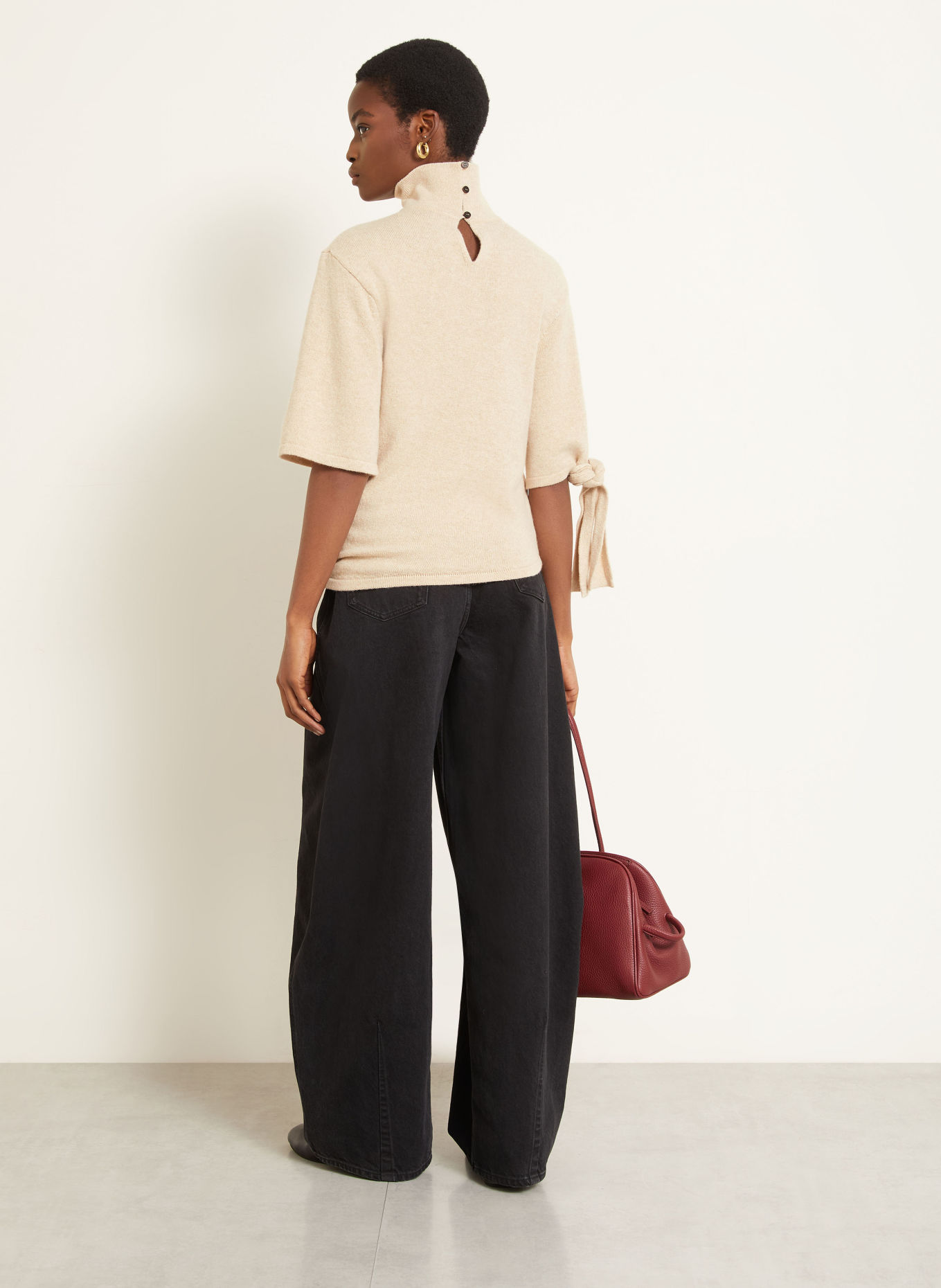 JACQUEMUS LA MAILLE FIOCCO Sweater with Merino Wool and 3/4-Length Sleeves: CAMEL